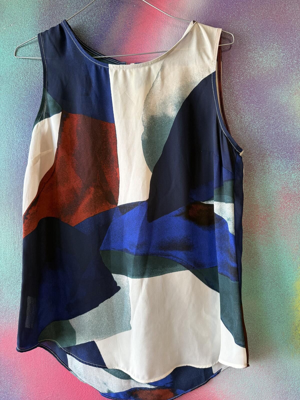 Other Folk Multi Abstract Impasto Print Satin Sleeveless Top Size S / US 4 / IT 40 - 1 Thumbnail