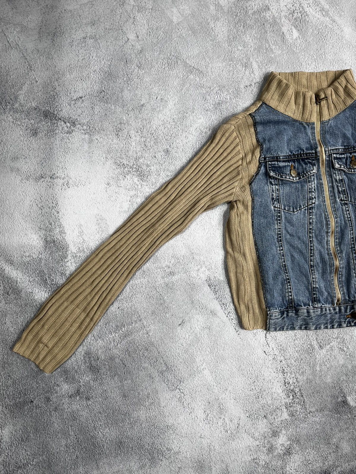 Vintage Vintage Y2K Faded denim knitted zip jacket Japanese M Size M / US 6-8 / IT 42-44 - 2 Thumbnail