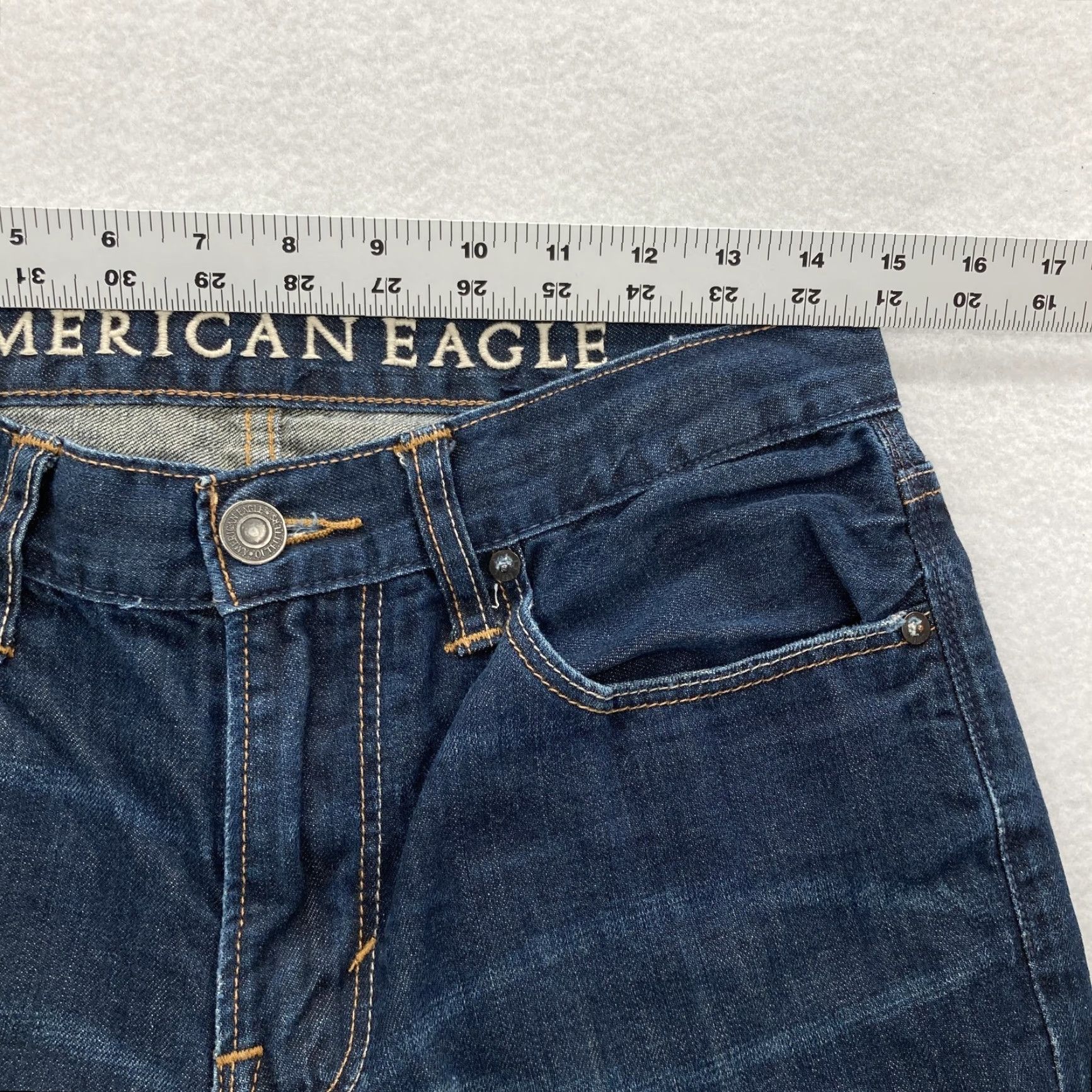 American Eagle Outfitters AMERICAN EAGLE Jeans Men 29x30 Blue Dark Wash Original Straight Leg Size US 29 - 6 Thumbnail