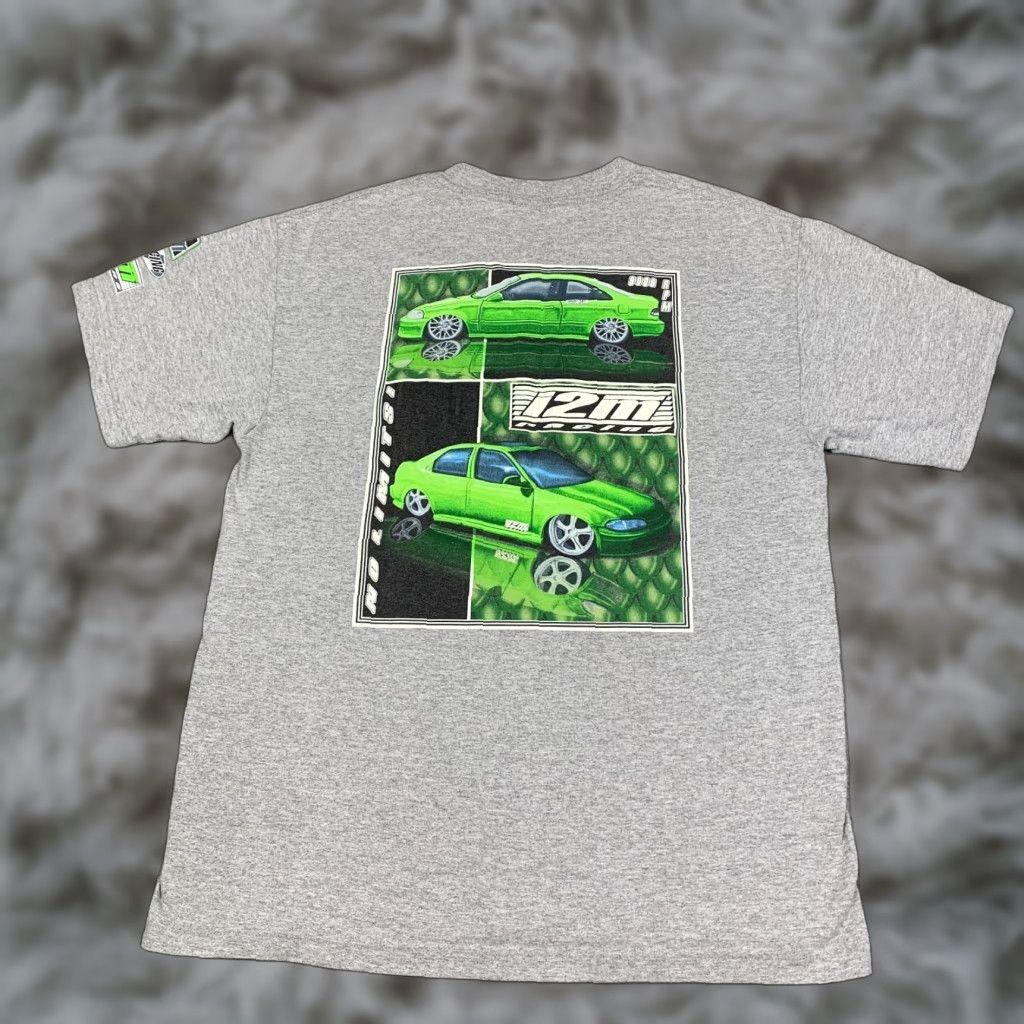 VINTAGE Murina T-Shirt Shirt Men L Gray Graphic Print Honda Civic Dragon USA Made