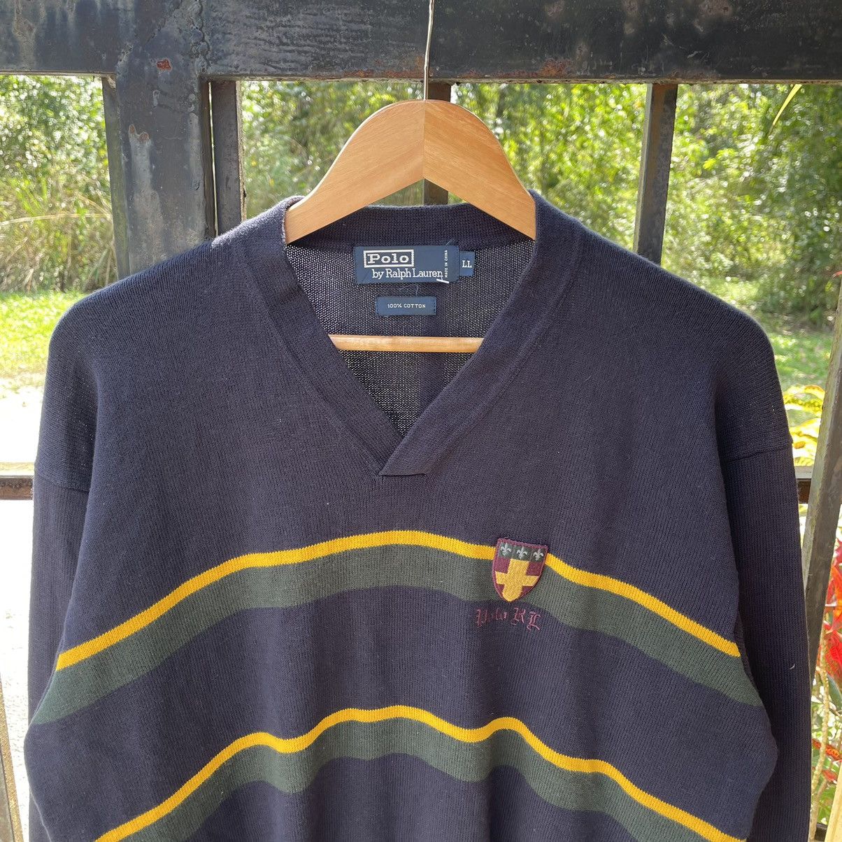Polo Ralph Lauren × Ralph Lauren × Vintage 🔥Vintage Polo Ralph Lauren Center Striped Pullover Knitwear Size US L / EU 52-54 / 3 - 4 Thumbnail