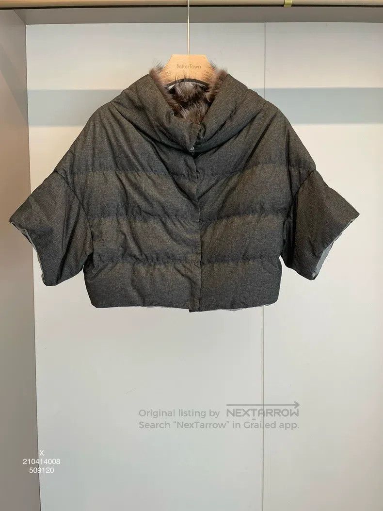 Brunello Cucinelli Brunello Cucinelli Dark Gray Faux Fur Short Down Coat Size M / US 6-8 / IT 42-44 - 1 Thumbnail