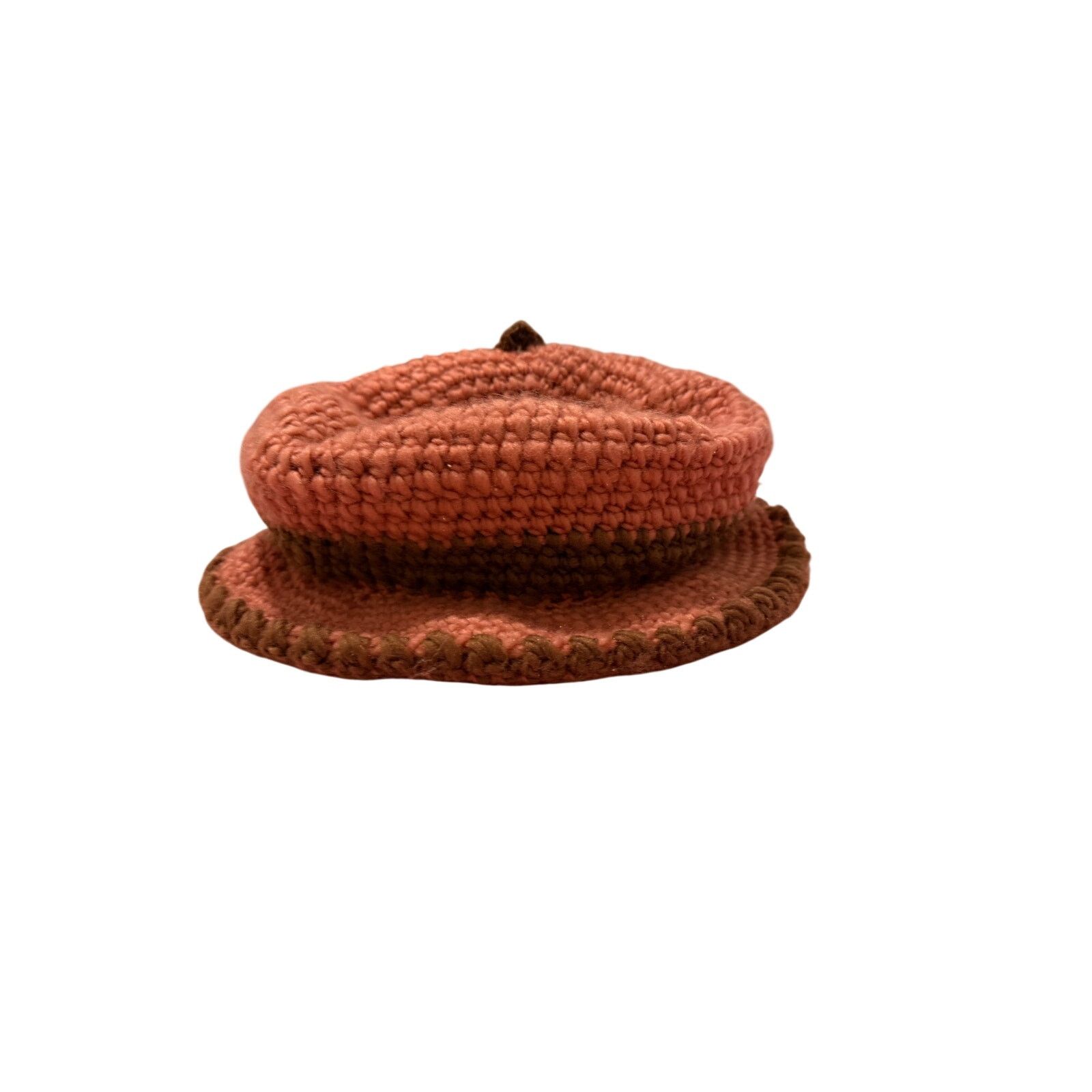 Other Women's Red Brown Floral Circle Faux Fur Crochet Hat Size ONE SIZE - 2 Thumbnail