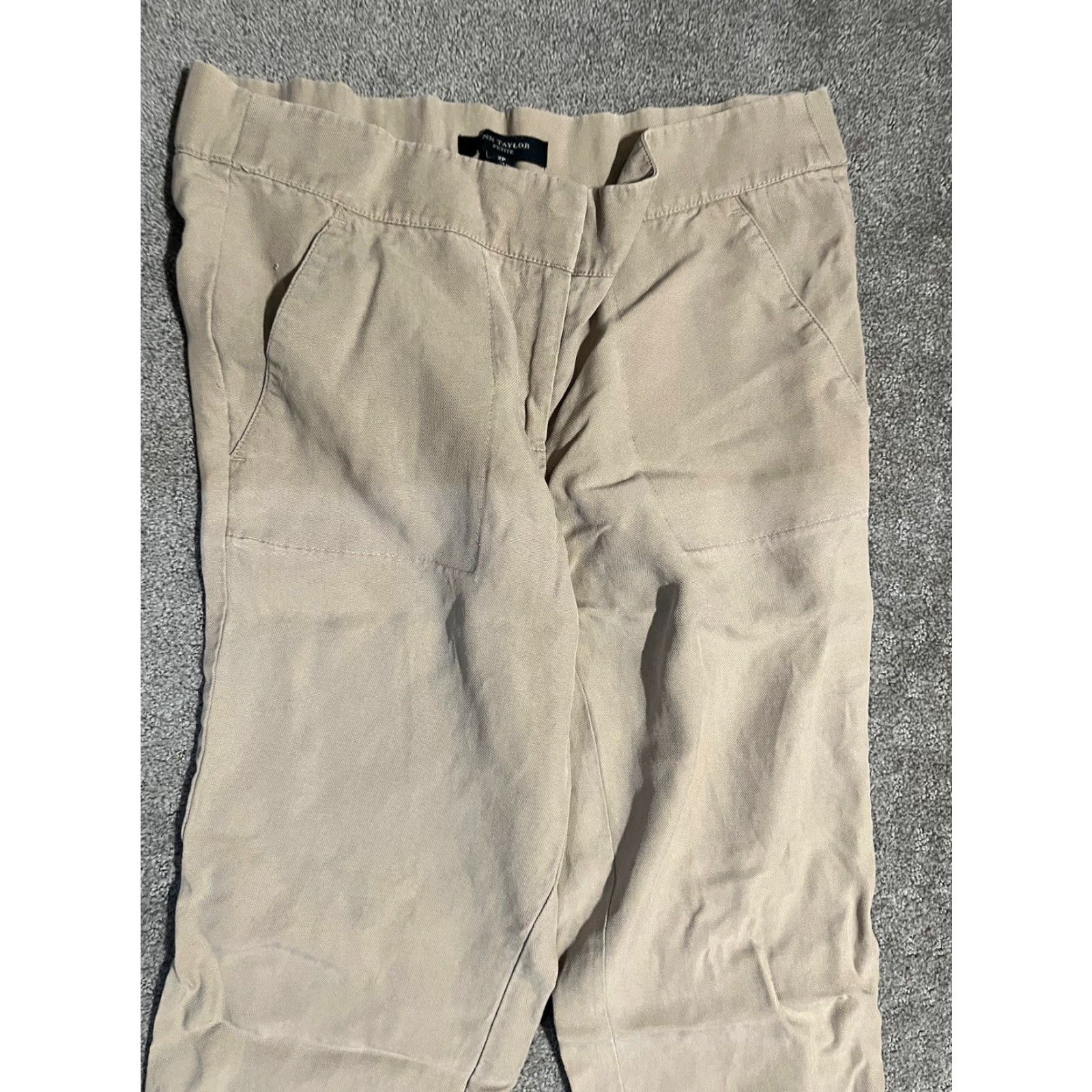 Ann Taylor Ann Taylor Pant Women’s 2P Beige Cropped Ankle Cuff Lyocell Spring Summer Casual Size 26" / US 2 / IT 38 - 2 Thumbnail