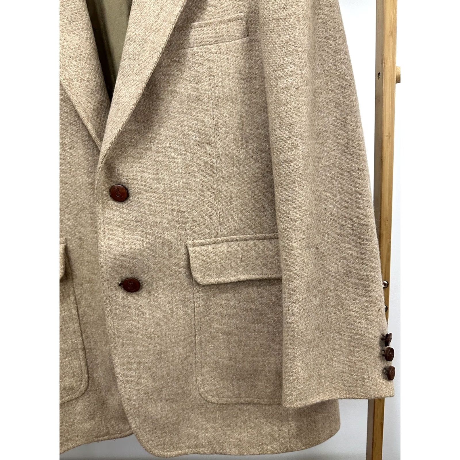 Yves Saint Laurent VTG Yves Saint Laurent YSL Wool Tan Blazer Sport Coat Jacket 38 USA Mens Blazer Size 38R - 7 Thumbnail