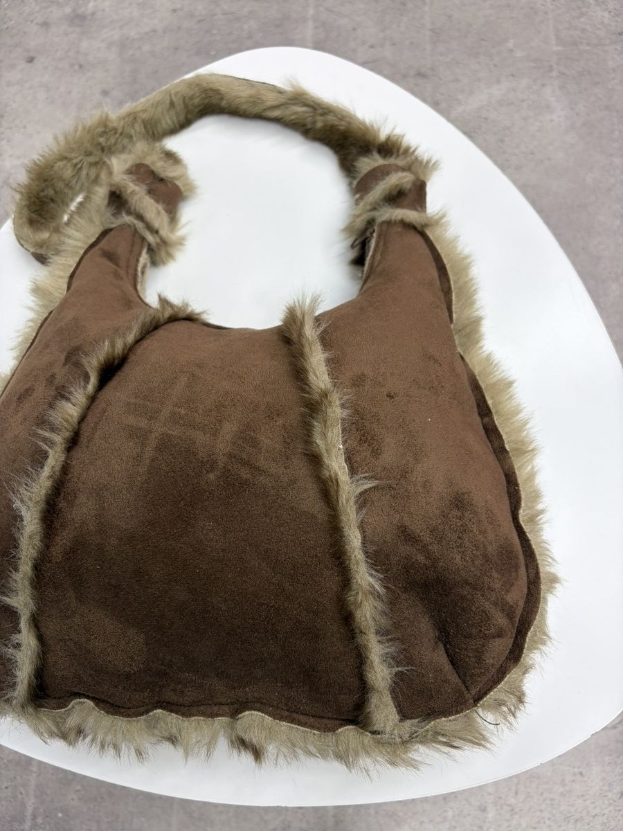 If Six Was Nine Vintage Shearling Fur Leather Shoulder Bag Y2K Boho Suede Size ONE SIZE - 10 Thumbnail