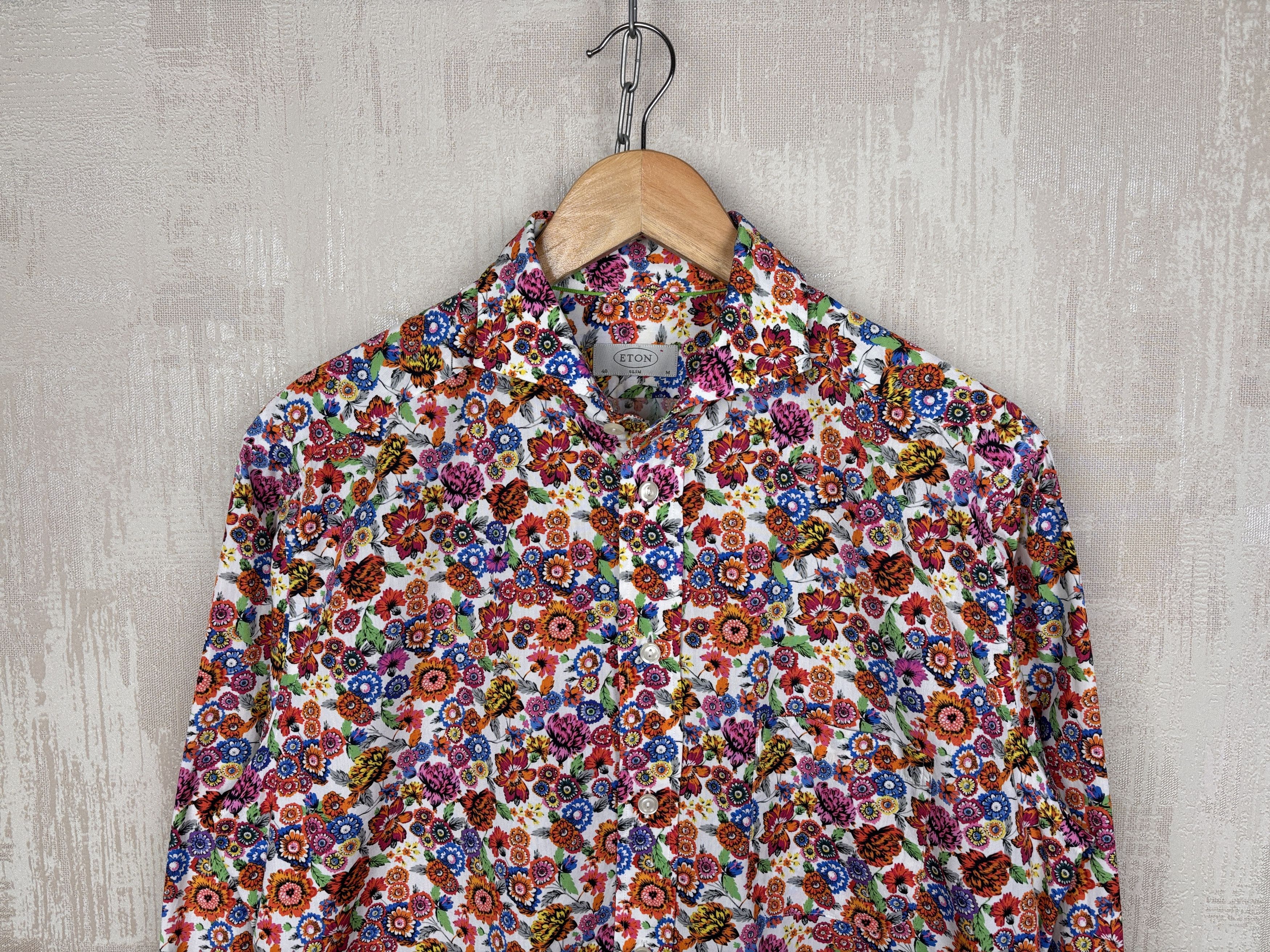 Eton Mint! Eton Floral Dress Shirt Sz 40 / M / 15 (3/4) Slim Fit Size US M / EU 48-50 / 2 - 3 Thumbnail