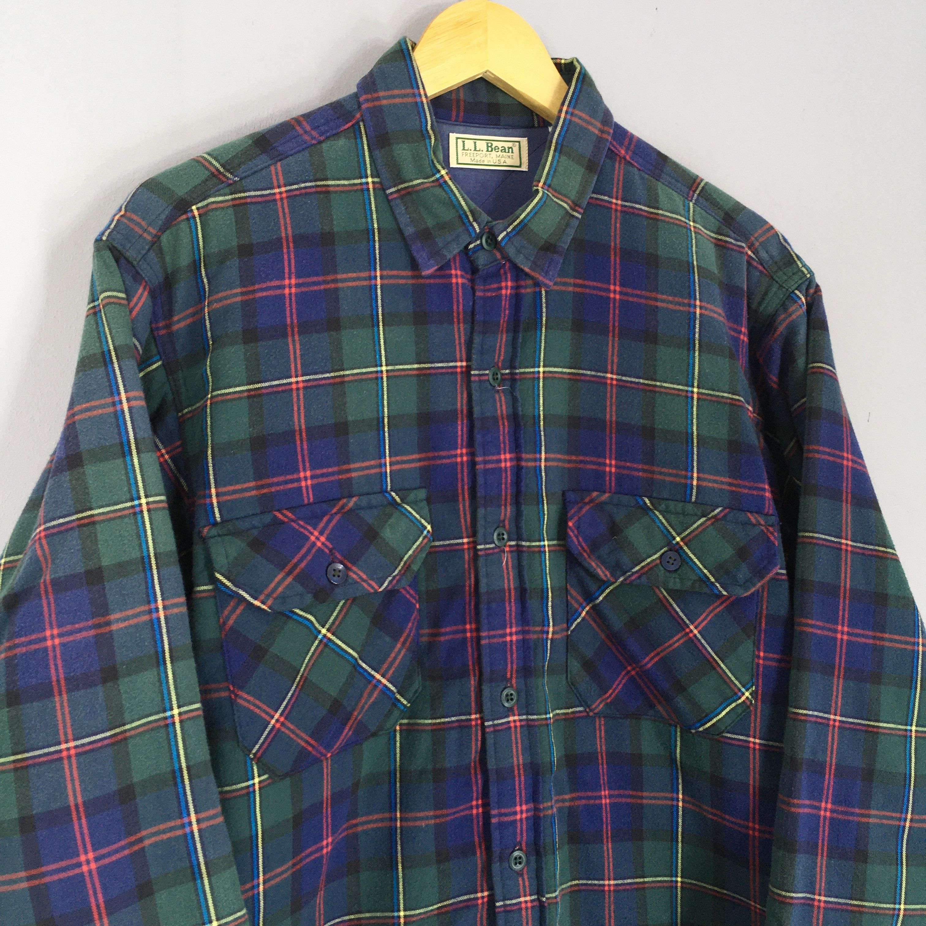 Flannel Vintage 90s LL Bean Lined Canvas Checkered Flannel Shirt M Size US M / EU 48-50 / 2 - 3 Thumbnail