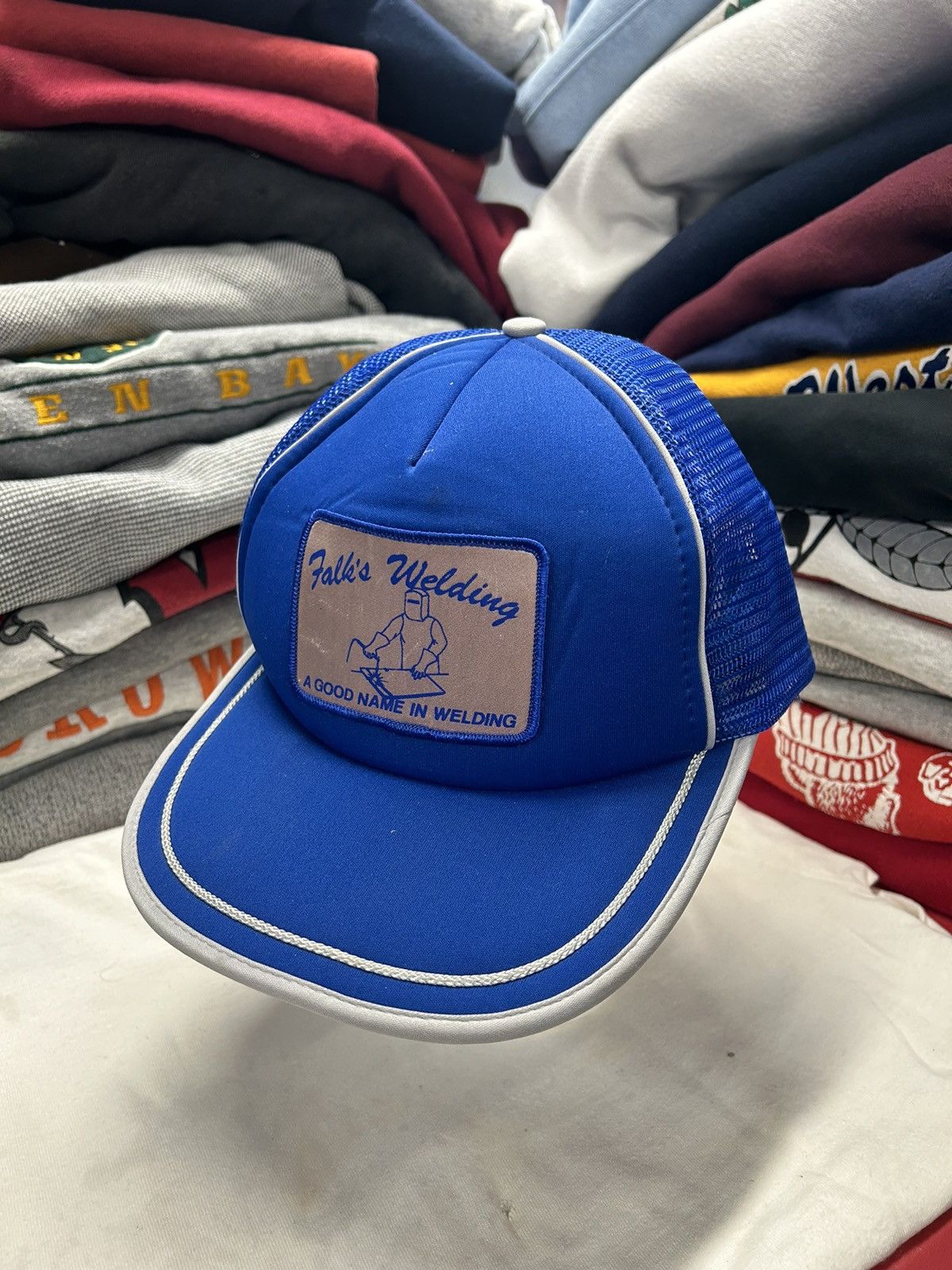 Vintage Crazy Vintage 90s Skater Grunge Blue Trucker Snapback Hat Size ONE SIZE - 1 Thumbnail