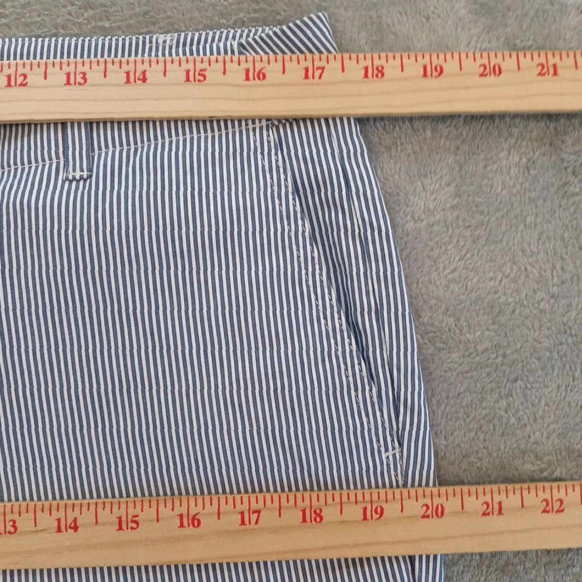 Talbots Talbots Pants Womens Size 10 Cropped Straight Pockets Blue Striped Mid Rise 35x24 Regular Inseam 24" Size 32" / US 10 / IT 46 - 2 Thumbnail