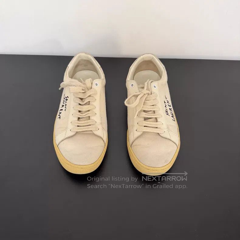 Saint Laurent Paris Saint Laurent Paris Slogan Embroidered Distressed Sneakers Size US 7 / EU 40 - 2 Thumbnail