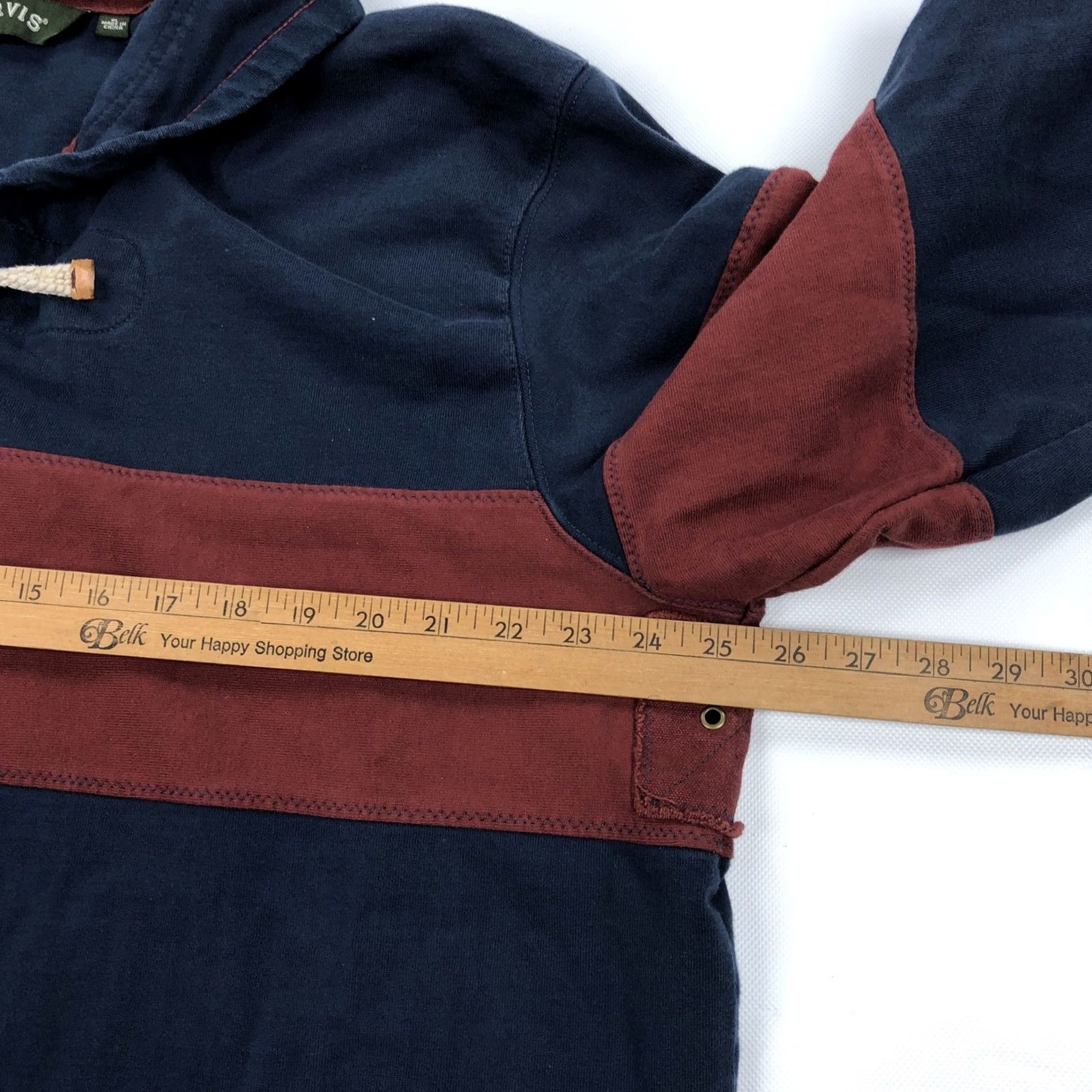 Orvis ORVIS Men's XL Navy Blue Red Stripe Cotton Rugby Shawl Collar Toggle Sweater Size US XL / EU 56 / 4 - 7 Thumbnail