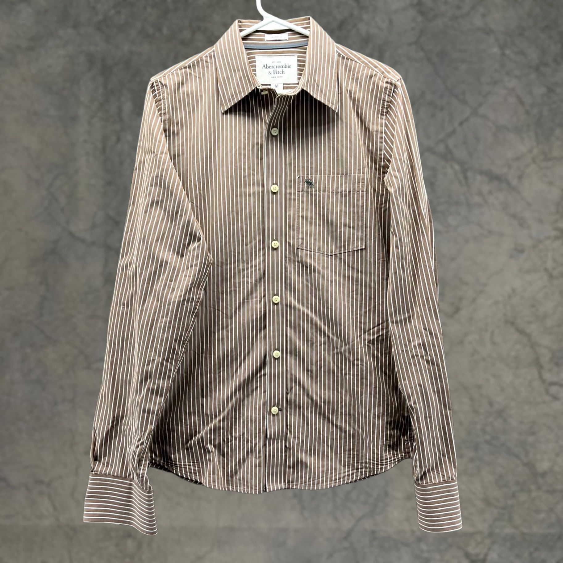 Abercrombie & Fitch VINTAGE Abercrombie & Fitch Shirt Mens Medium Brown Striped Button-Down Collared Long Sleeve Cotton Casual Formal Workwear Charcoal? Size US M / EU 48-50 / 2 - 1 Thumbnail
