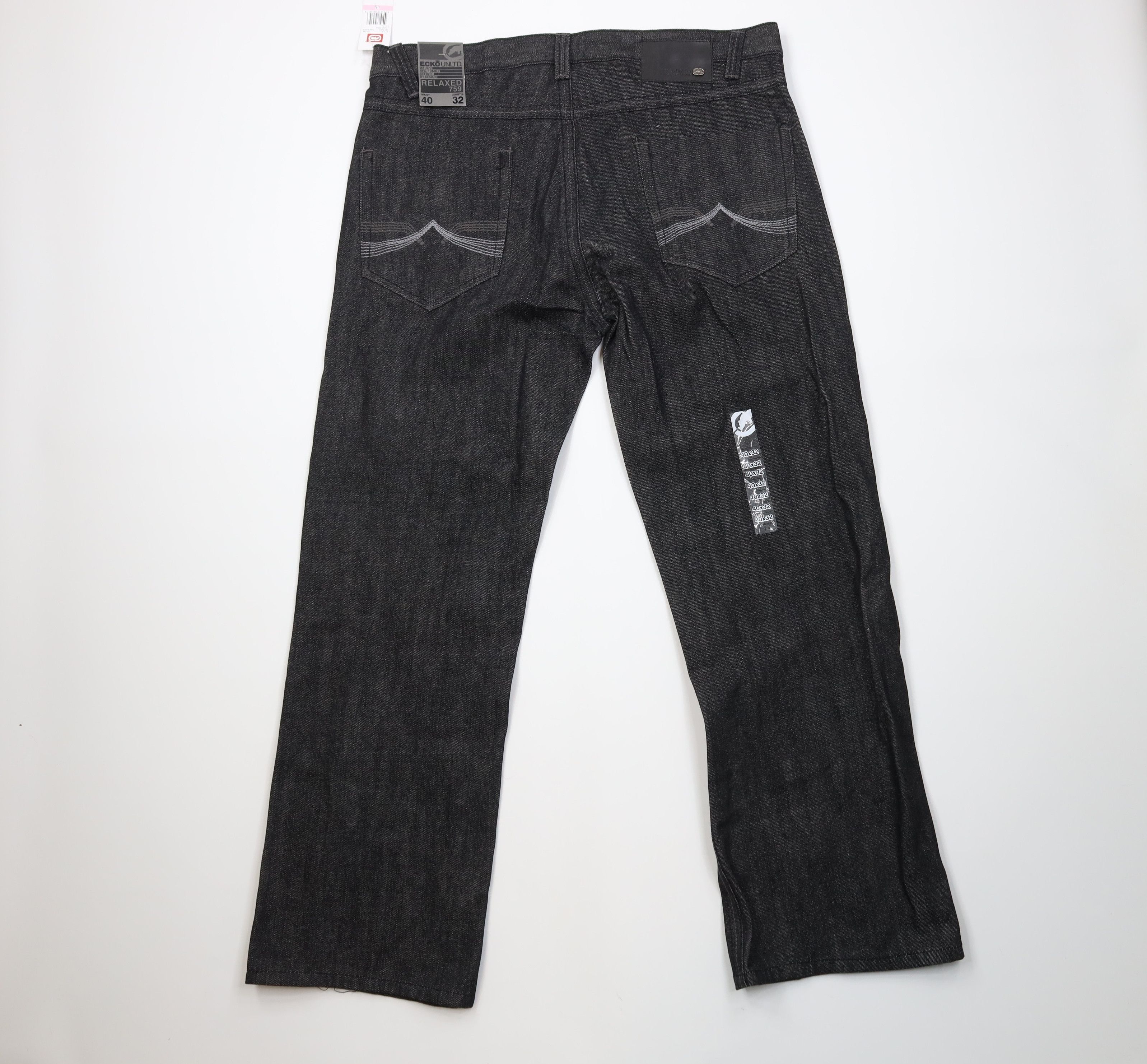 Ecko Unltd. Deadstock Vintage 90s Y2K Ecko Wide Leg Denim Jeans Black Size US 40 / EU 56 - 8 Thumbnail