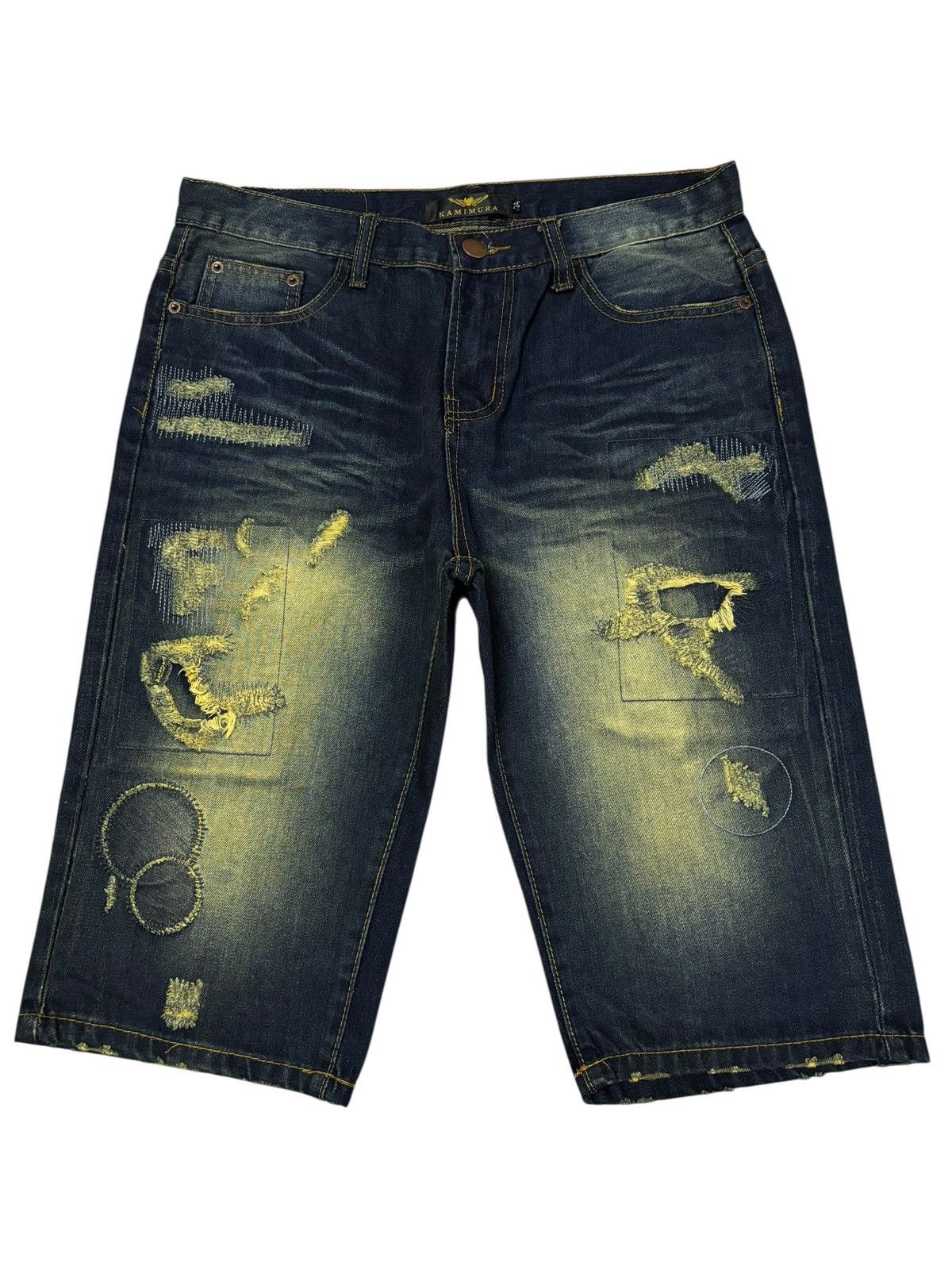 Japanese Brand Vtg Kamimura Tokyo Japan Sashiko Short Jeans Size US 32 / EU 48 - 1 Thumbnail