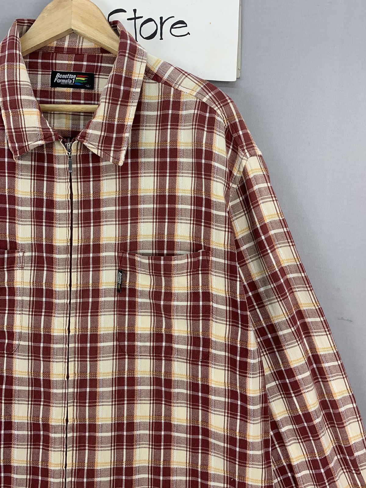 Formula 1 Benetton Formula 1 Vintage Plaid Zipper Flannel Jacket Size US L / EU 52-54 / 3 - 7 Thumbnail