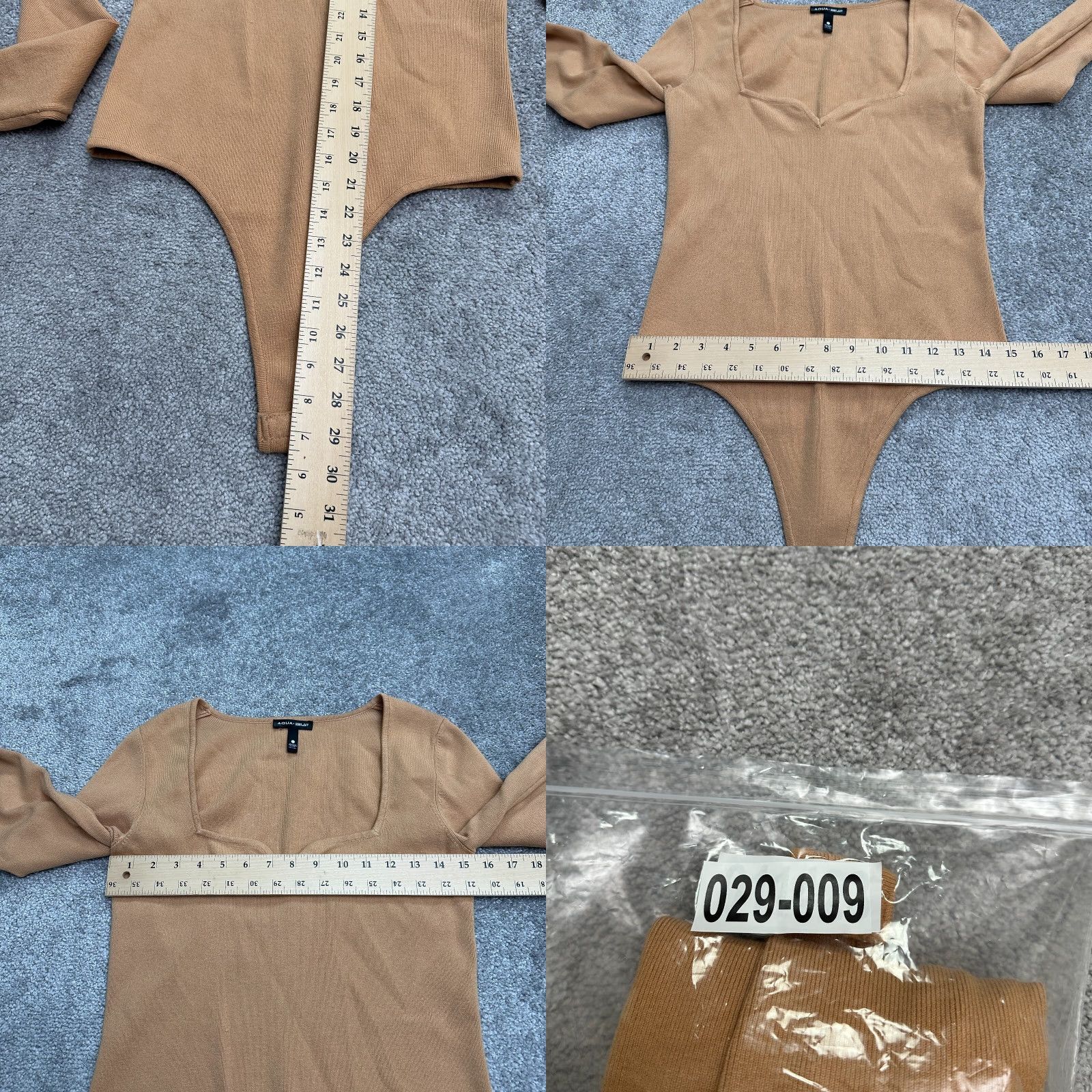 AQUA Aqua Scout The City Bodysuit Womens Large Brown Long Sleeve Sweetheart Knit Size L / US 10 / IT 46 - 9 Thumbnail