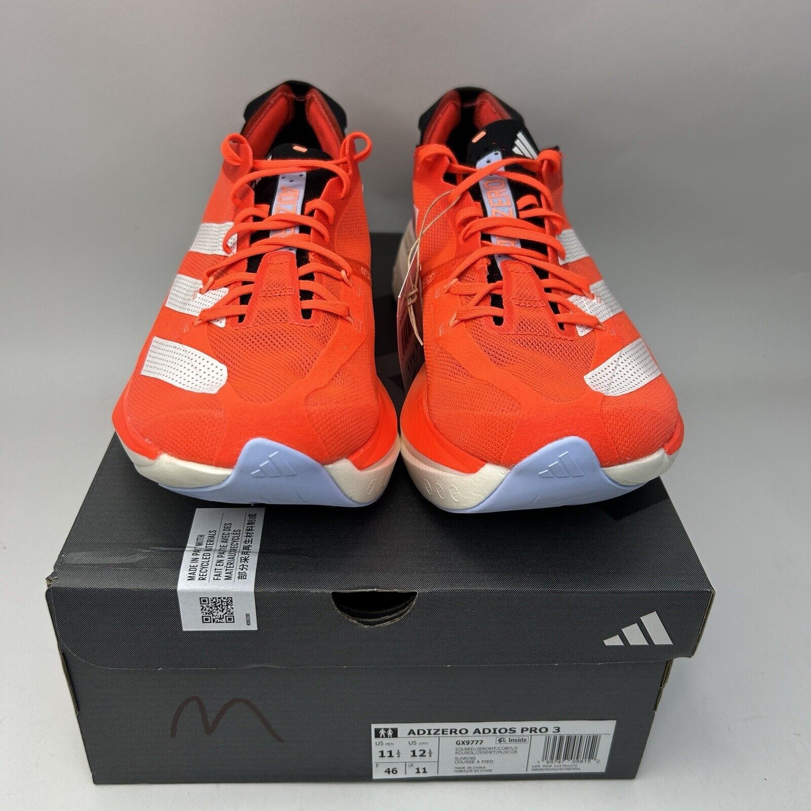 Adidas Adidas Adizero Adios Pro 3 “Solar Red” 2023 Size US 11.5 / EU 44-45 - 2 Thumbnail