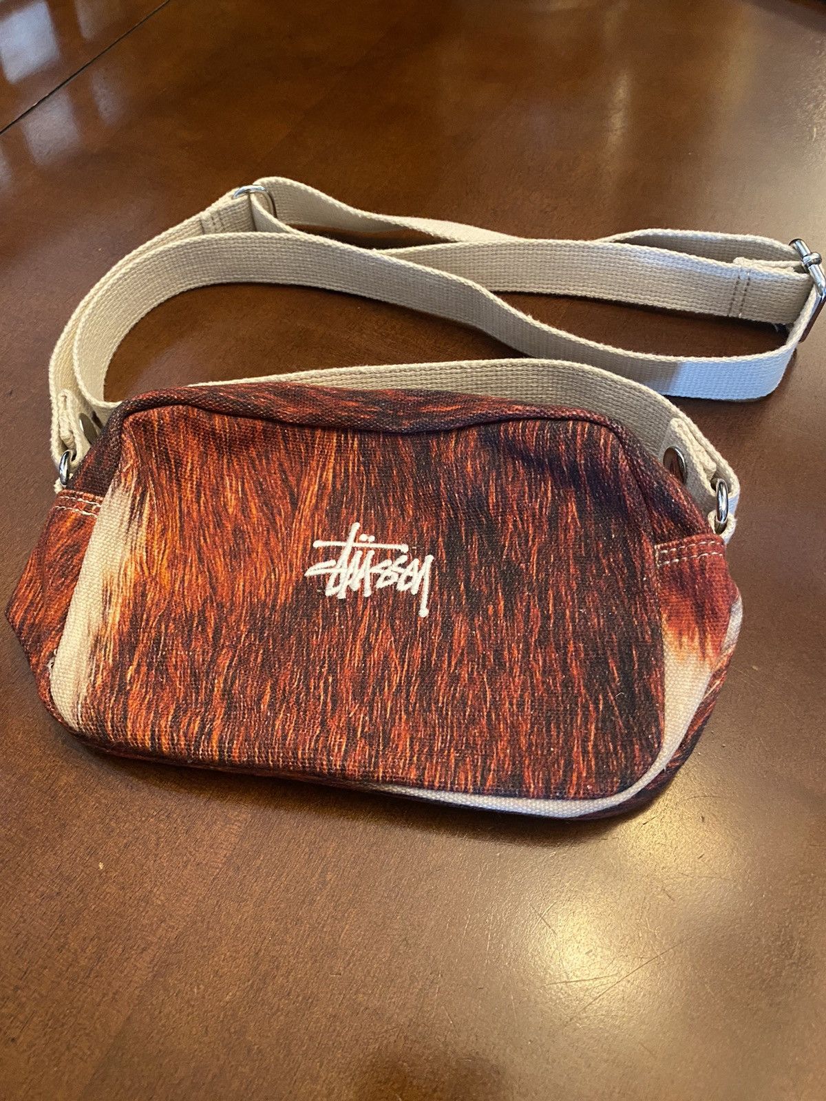 image of Stussy Canvas Pouch Bag Cowhide in Red, Men's