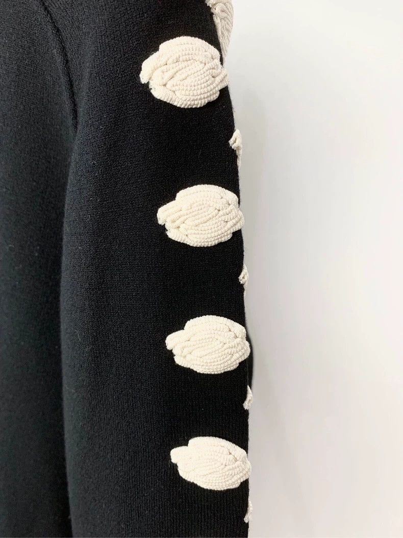 Chanel ChanelBlack and white wool tulip flower crochet pattern kni Size XXS / US 00 / IT 34 - 3 Thumbnail