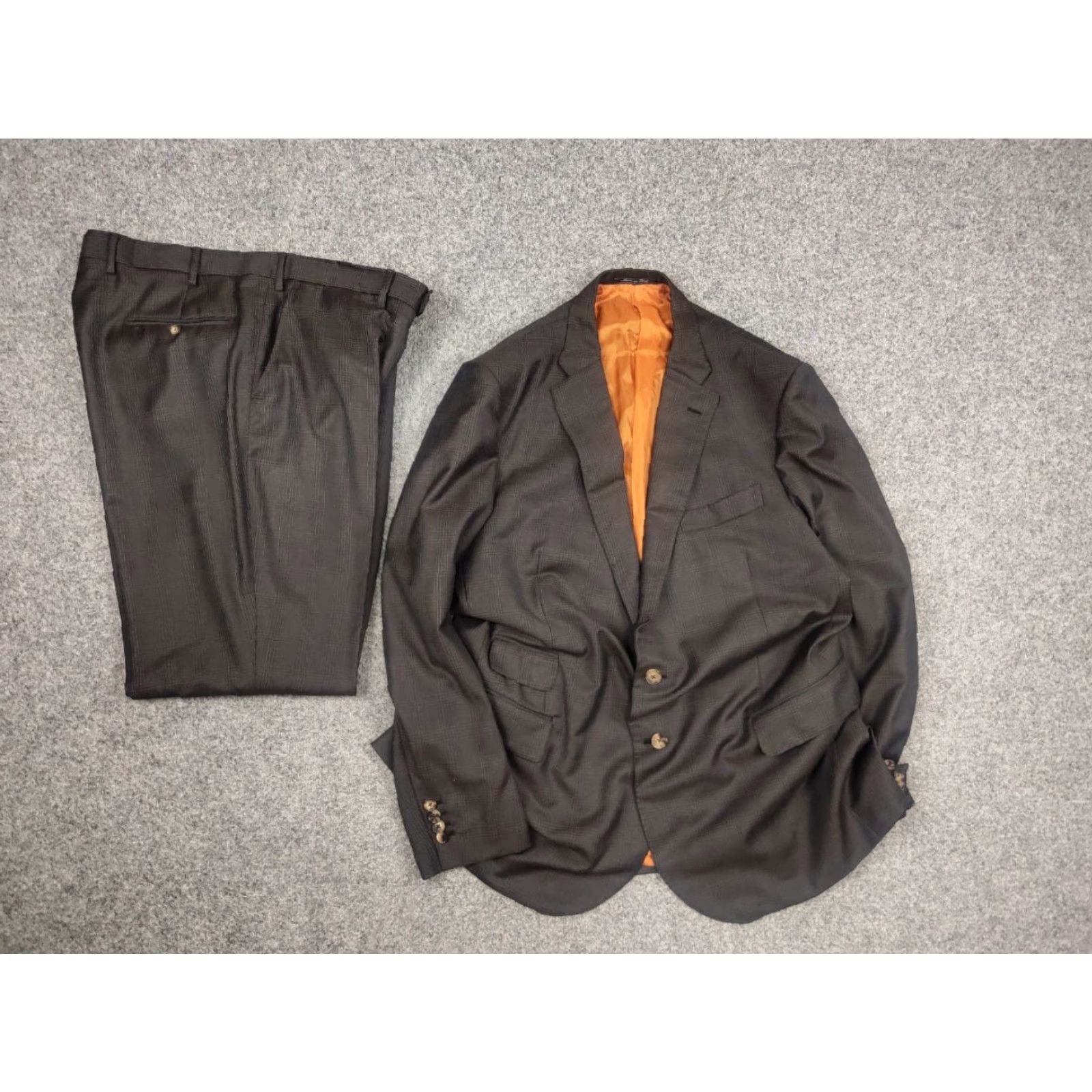 Ermenegildo Zegna Ermenegildo Zegna Electa Check brown Classic Wool Suit Blazer Pants XL Mens 2 Piece Set Brown Check Wool Suit Jacket Pants 2 Piece Suit Size 46R - 6 Thumbnail