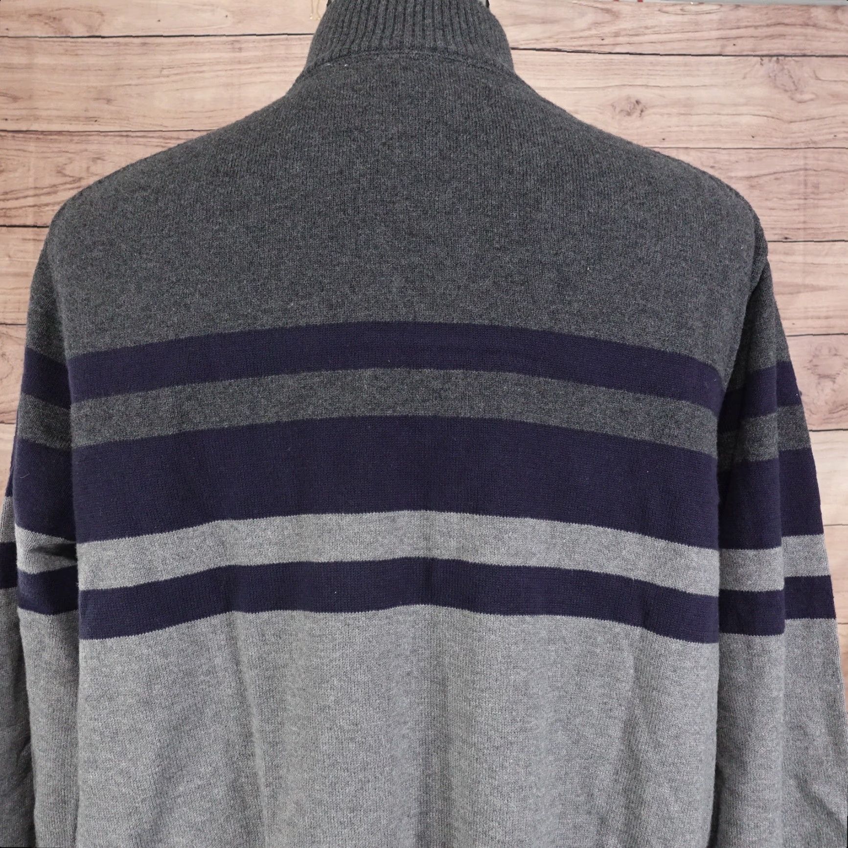 Eddie Bauer EDDIE BAUER Sweater Mens XL Gray Blue Striped Mock Neck 1/4 Zip Pullover Size US XL / EU 56 / 4 - 4 Thumbnail