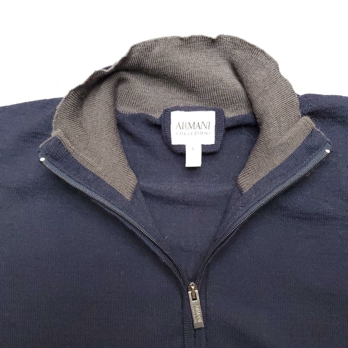 Armani VINTAGE Armani Collezioni Sweater Men L Black Wool Full Zip Knit Made in Romania Classic Size US L / EU 52-54 / 3 - 4 Thumbnail