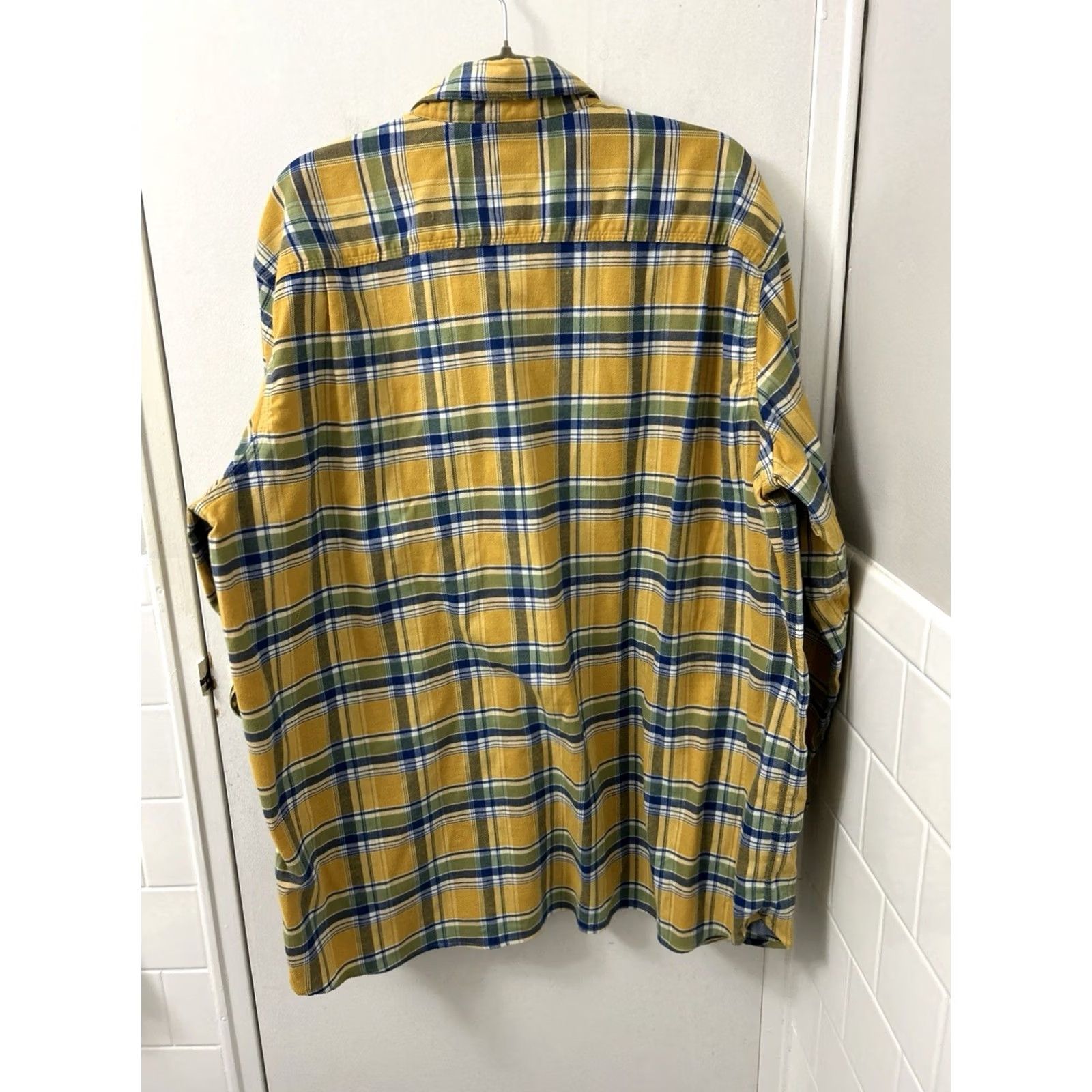 Vintage L.L. Bean Flannel Shirt Mens XL Yellow Plaid Button-Up Classic Fit Long Sleeve L/S Pockets Size US XL / EU 56 / 4 - 7 Thumbnail