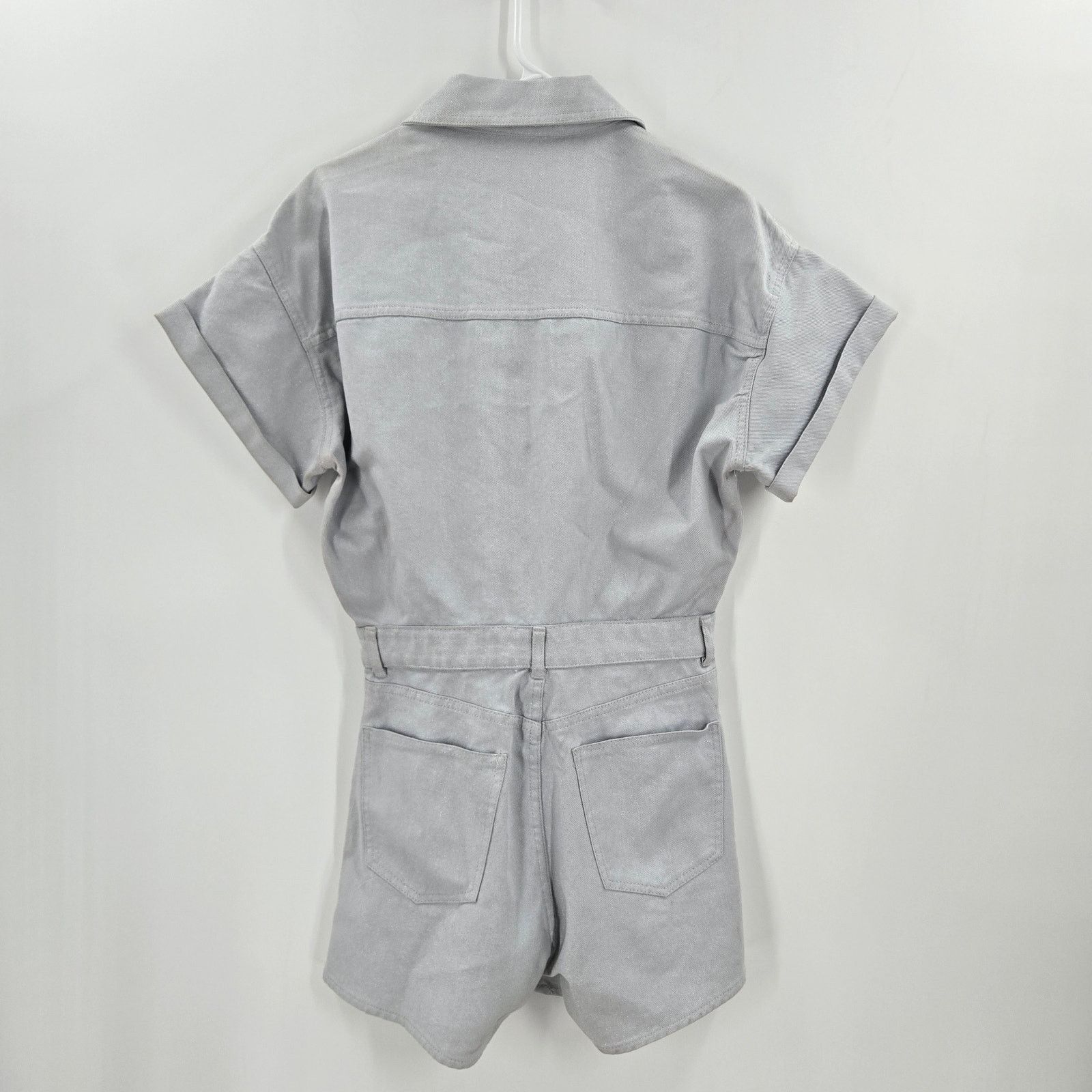 Zara NWT Zara Collared Denim Metallic Blue/Silver Romper Size M Size 30" / US 8 / IT 44 - 2 Thumbnail