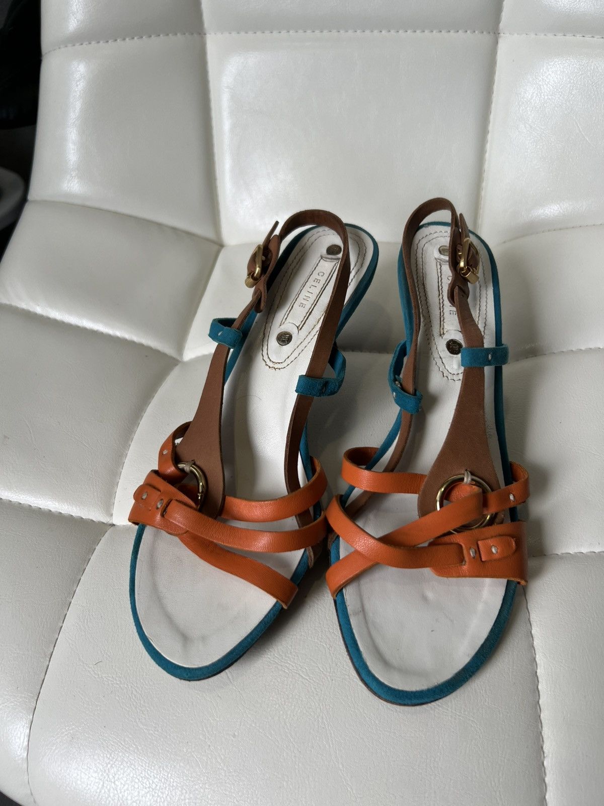 Celine Celine Leather Strappy Kitten Heel Sandals Size 37 Size US 7 / IT 37 - 14 Thumbnail