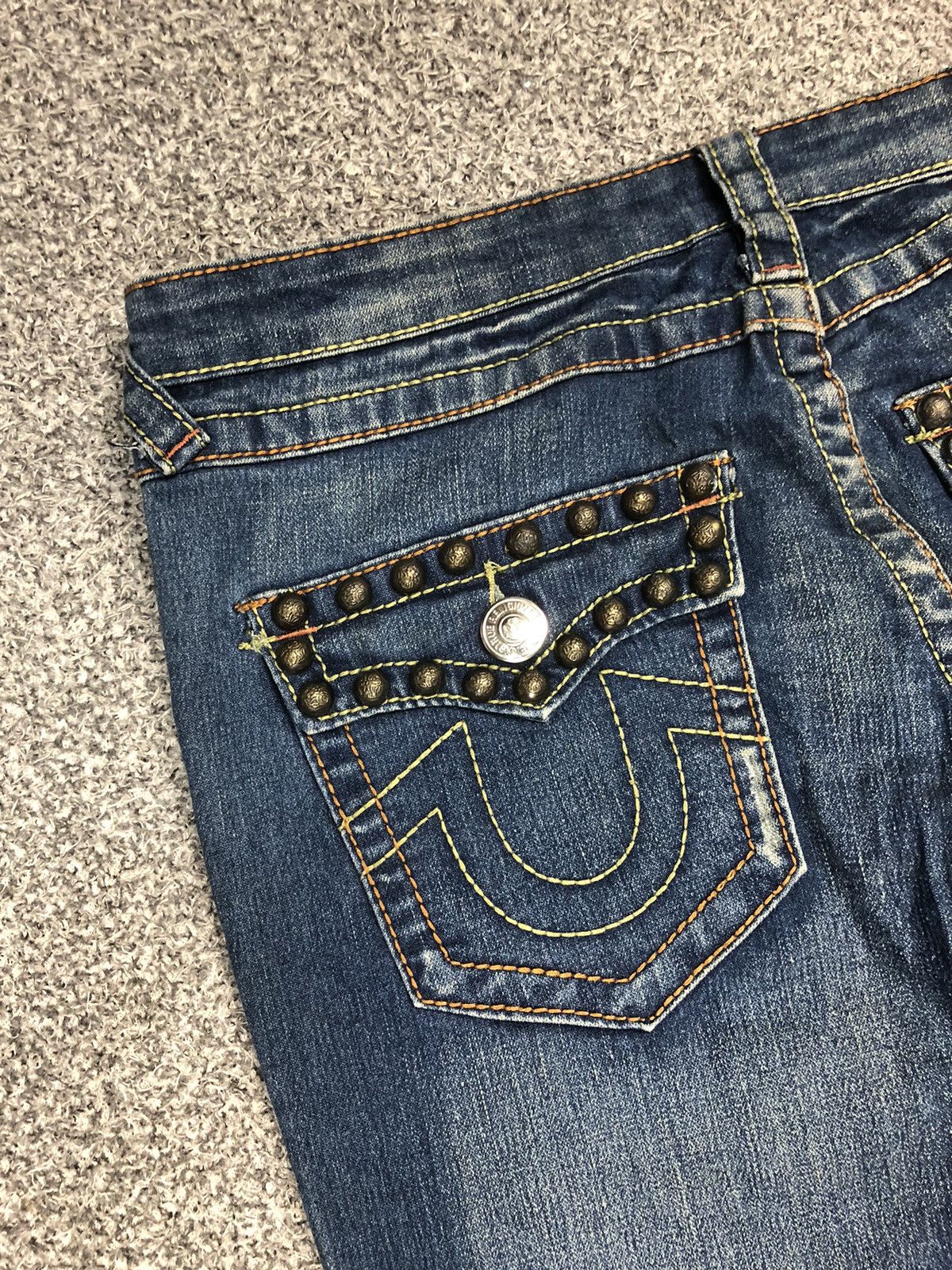 Japanese Brand Vintage True Religion Joey Studded Twisted Flare Jeans Size 32" / US 10 / IT 46 - 18 Thumbnail