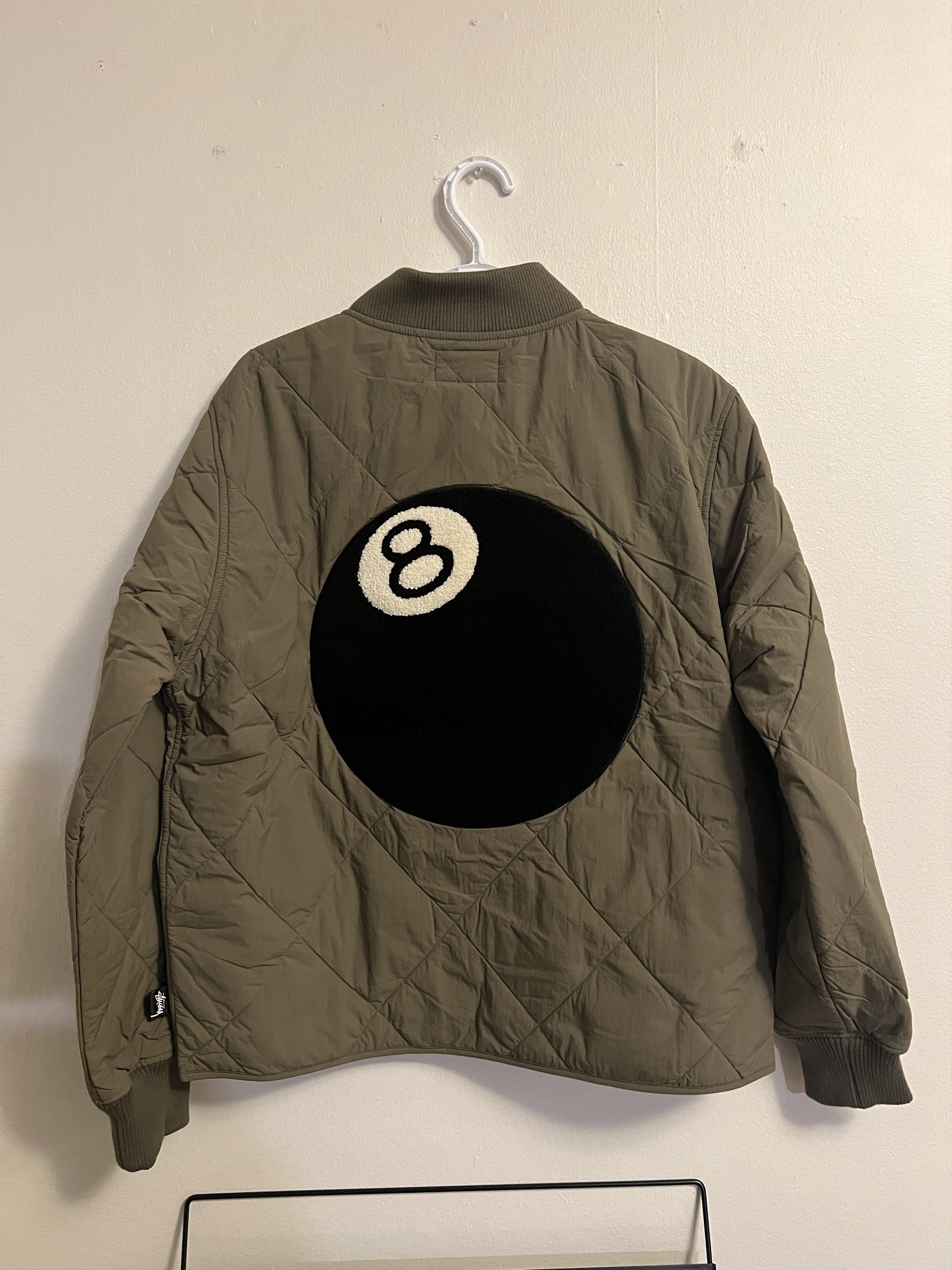 image of Stussy 8 Ball Quilted Liner Jacket in Olive, Men's (Size Medium)