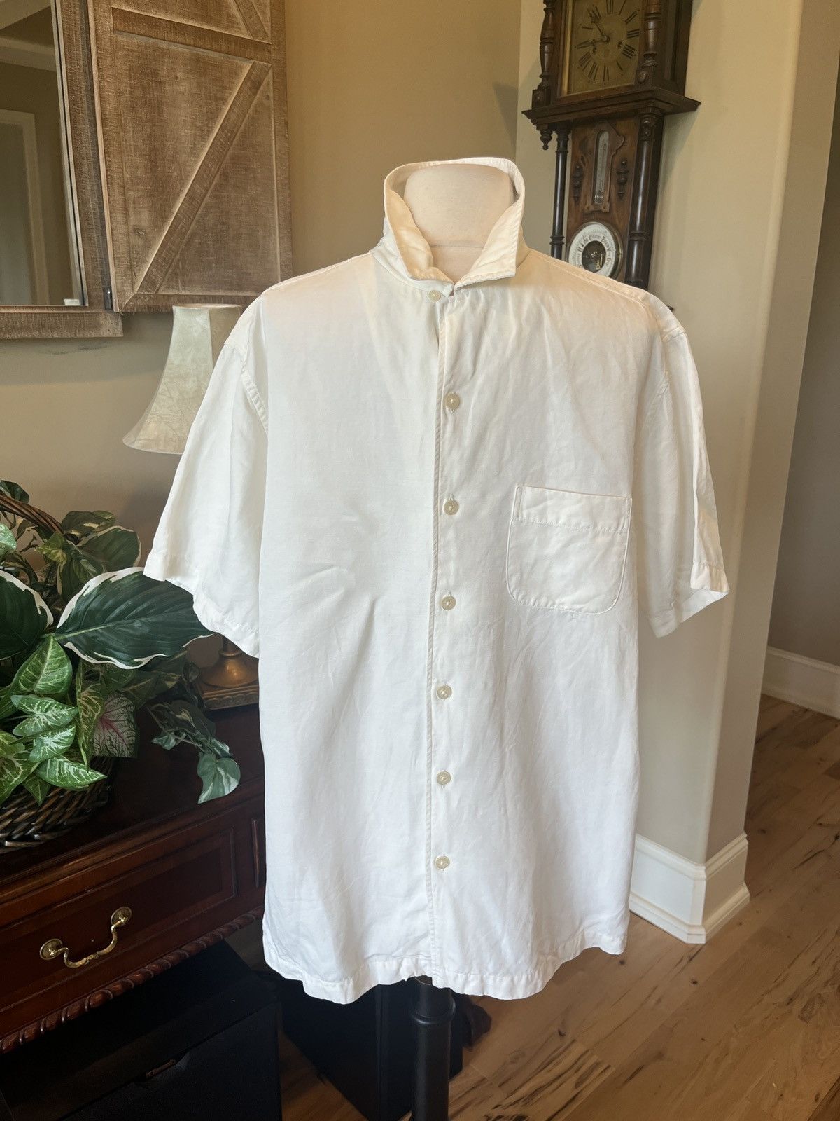 Cremieux Cremieux Silk Linen Cream Button Down Short Sleeve L Size US L / EU 52-54 / 3 - 2 Thumbnail