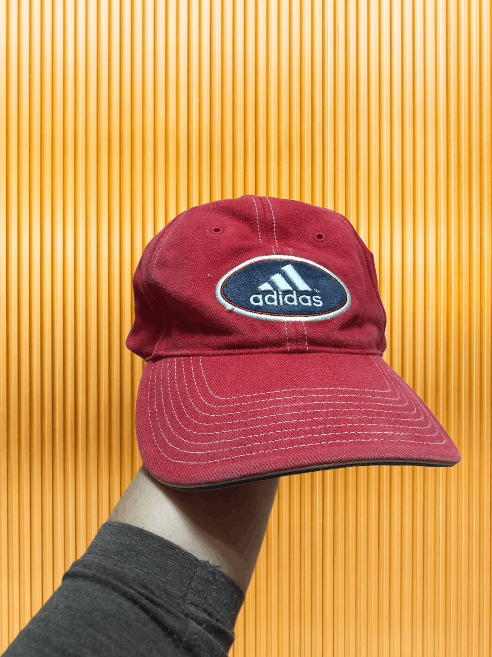 Adidas Hats red Vintage Cap big logo Adidas Y2K streetwear Size ONE SIZE - 1 Thumbnail