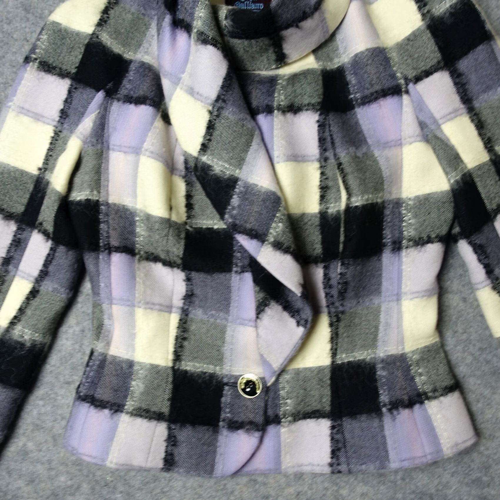 John Galliano VINTAGE John Galliano Blazer Womens 6 Wool Plaid 90s Designer Jacket Blazer Womens 6 Black Silk Lined Pattern Plaid Buttoned Coat Tailored, Mens? Size M / US 6-8 / IT 42-44 - 3 Thumbnail