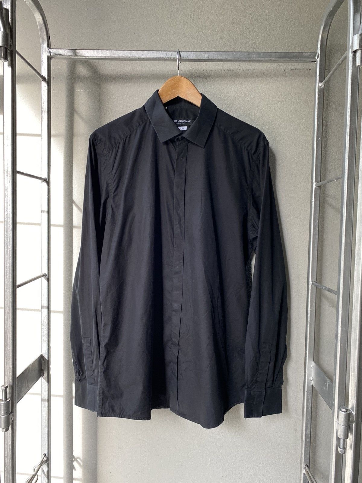 DOLCE & GABBANA Men black long-sleeved shirt formal style