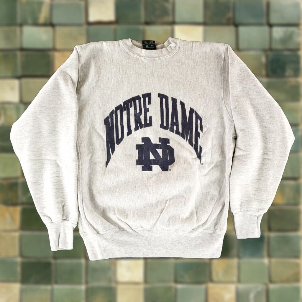 Vintage VINTAGE MV Sport Proweave VTG 90s Notre Dame Sweatshirt Gray Mens M Made USA Shirt Size US M / EU 48-50 / 2 - 1 Thumbnail