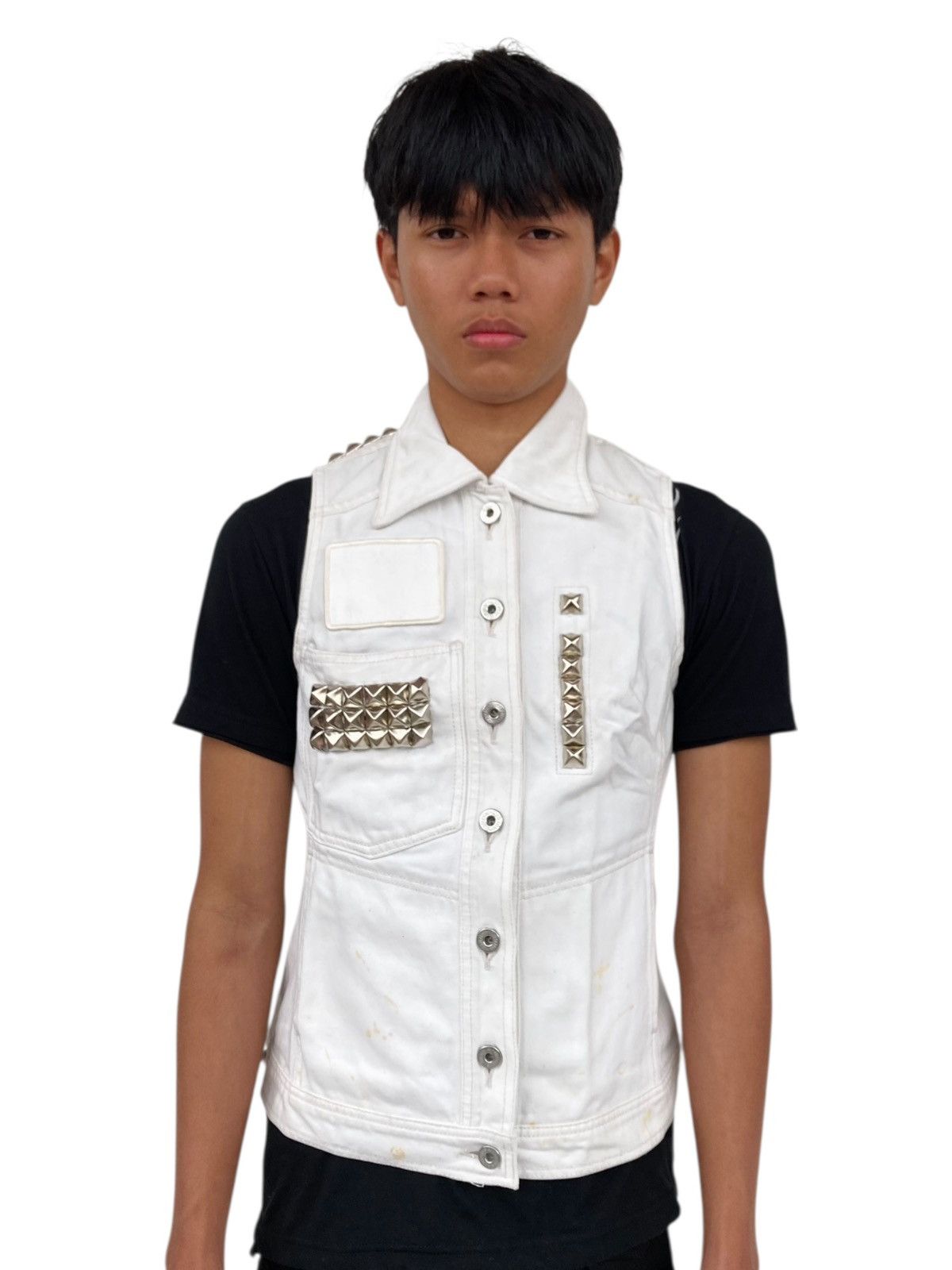 Hysteric Glamour 1990s Hysteric - White Spike Denim Vest Size M / US 6-8 / IT 42-44 - 1 Thumbnail