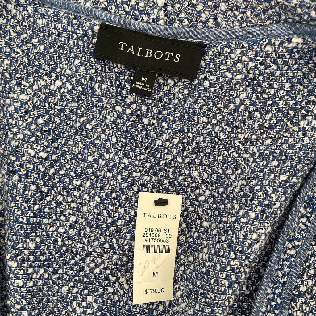 Other NWT Talbots Blue Tweed Open Front Jacket Blazer Cardigan $17 Size M / US 6-8 / IT 42-44 - 6 Thumbnail