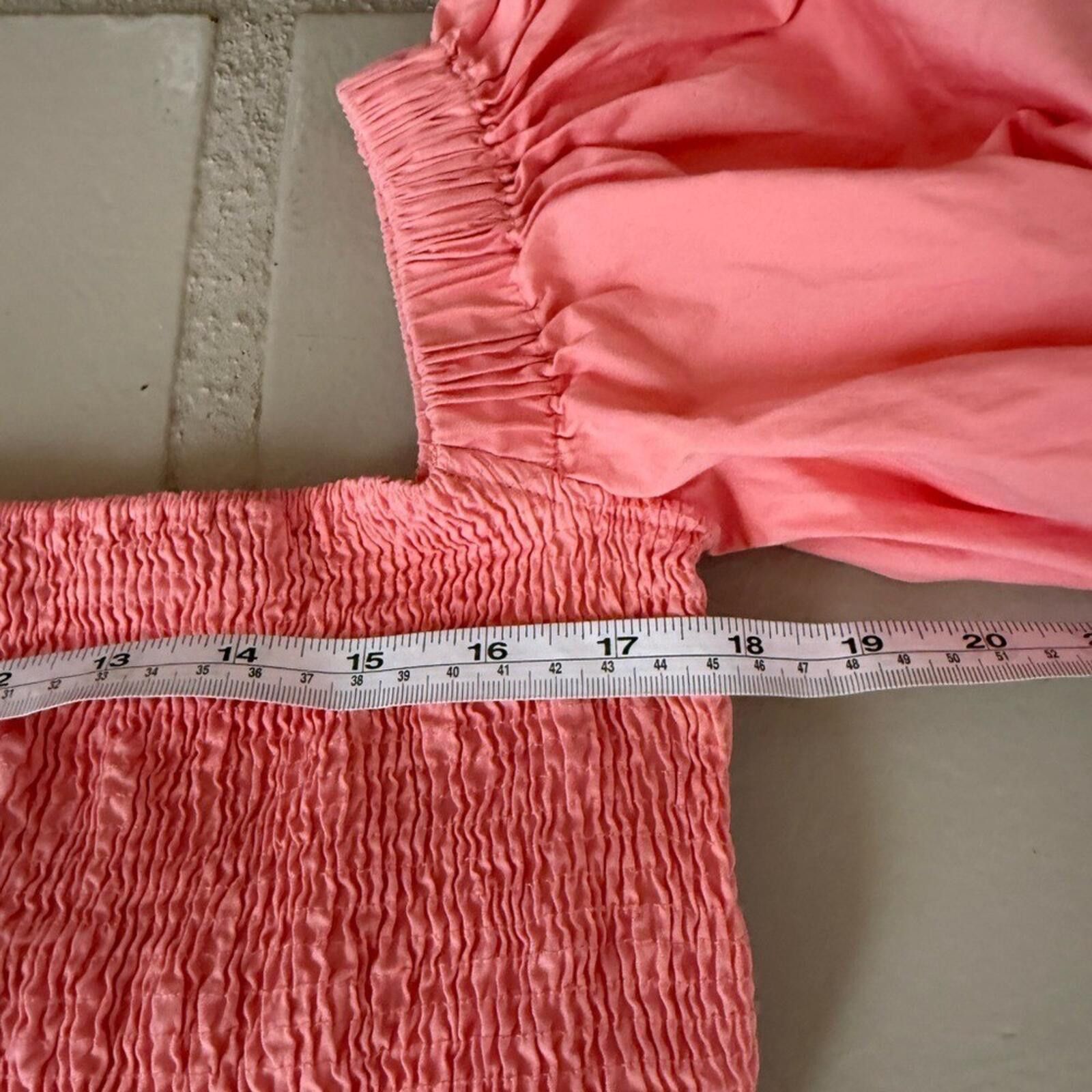 Other Sotela Collection Pink Smocked Midi Dress Puff Sleeve S Size S / US 4 / IT 40 - 10 Thumbnail