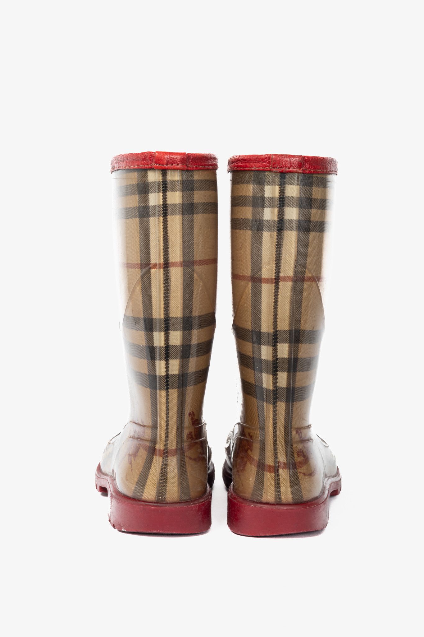 Burberry Burberry Splash Mid Haymarket Leather Rainboots Size US 6.5 / IT 36.5 - 3 Thumbnail