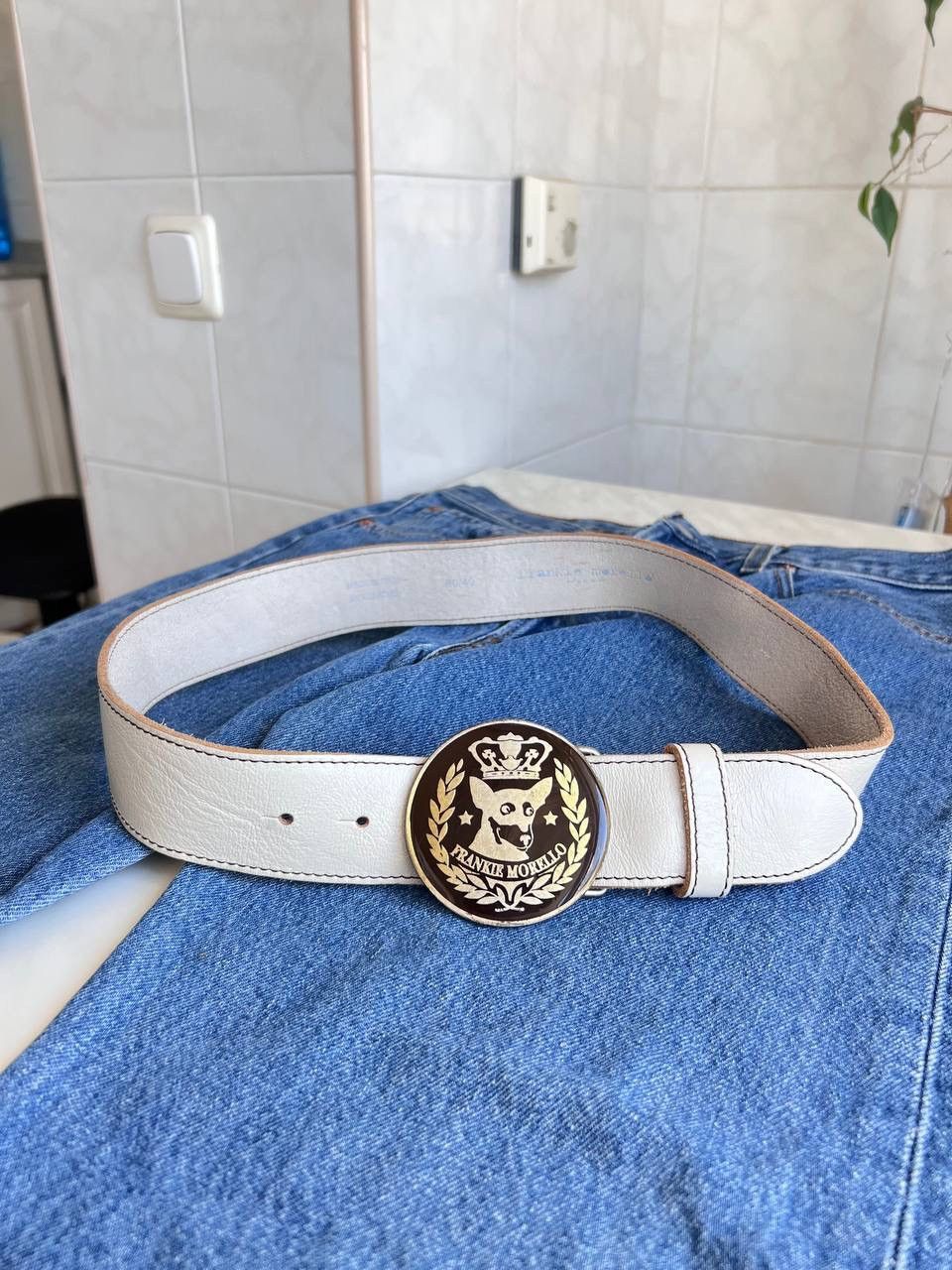 Frankie Morello 1990’s Frankie Morello Leather Belt Steel Logo Vintage Size ONE SIZE - 4 Thumbnail