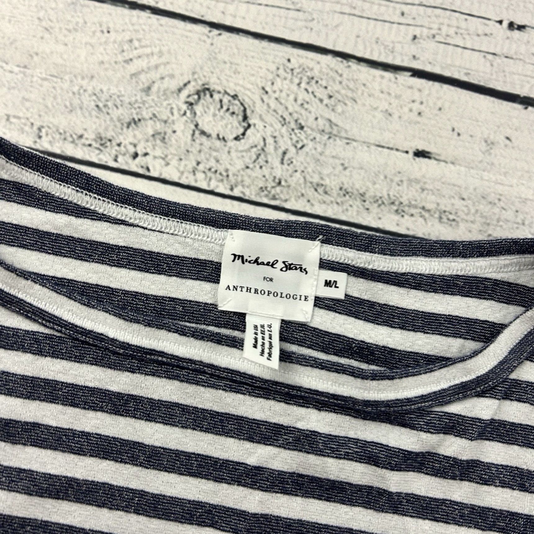 Anthropologie Micheal Stars Anthropologie Striped Shirt Women's M/L Blue White Blouse Multicolor 1/2 Sleeve Stars Theme Womens Size M / US 6-8 / IT 42-44 - 2 Thumbnail