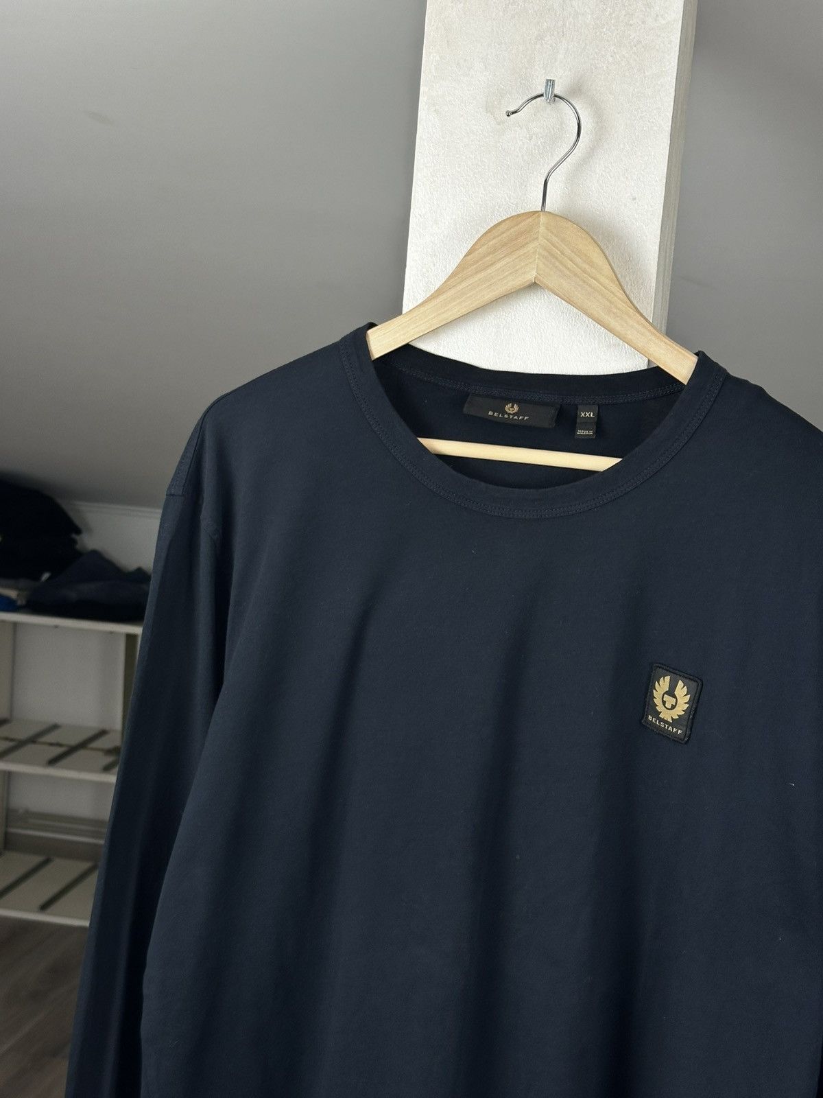 Belstaff Belstaff Logo Dark Blue Tee Long Sleeve Size US XXL / EU 58 / 5 - 2 Thumbnail