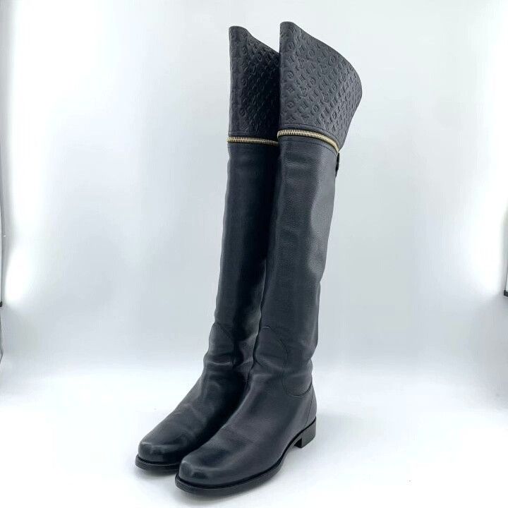Louis Vuitton Louis Vuitton Black Over-the-Knee Leather Boots Size US 6.5 / IT 36.5 - 1 Thumbnail