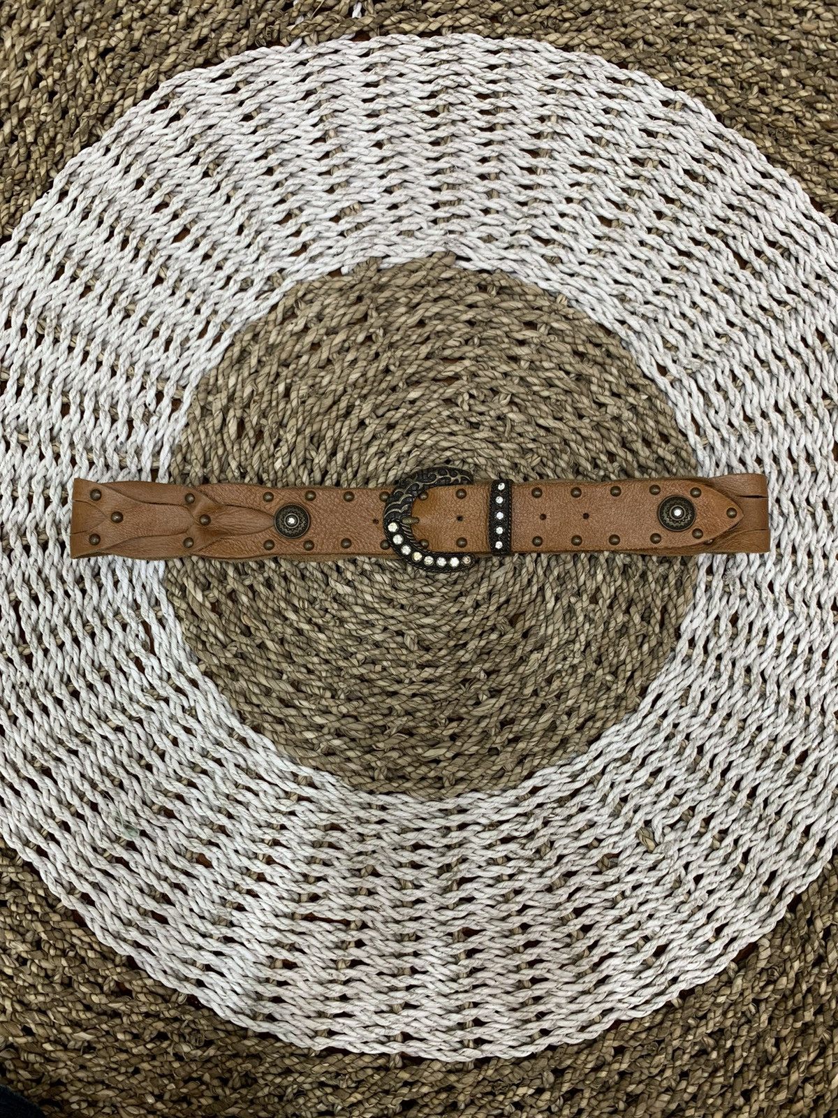If Six Was Nine Y2k studded punk braid Brown belt Size ONE SIZE - 2 Thumbnail