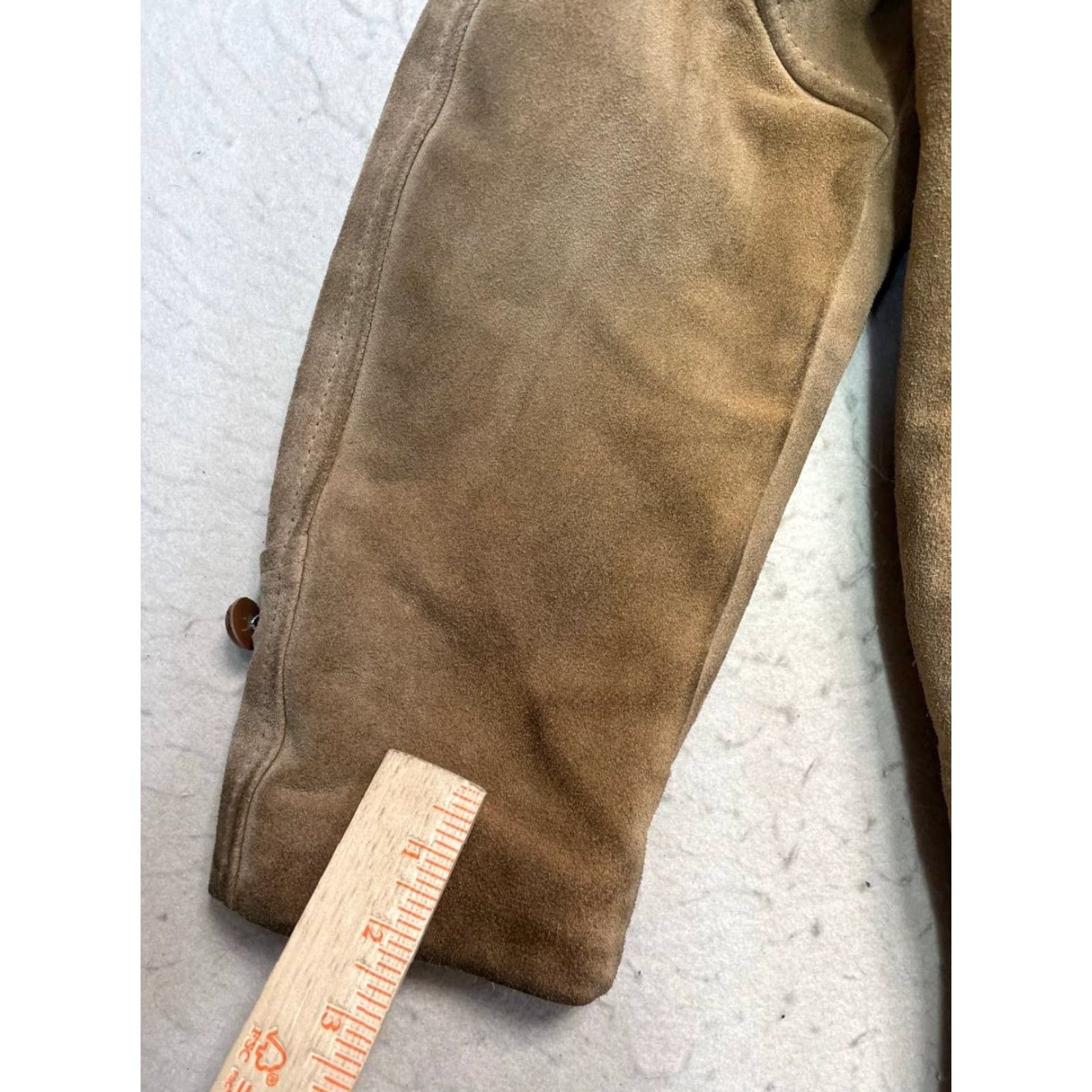 Vintage VINTAGE Genuine Leather Suede Heavy Jacket Mens Mid-Length Brown L See Pic Pockets Lined Classic Outdoor Retro USA American Jacket Size US L / EU 52-54 / 3 - 7 Thumbnail