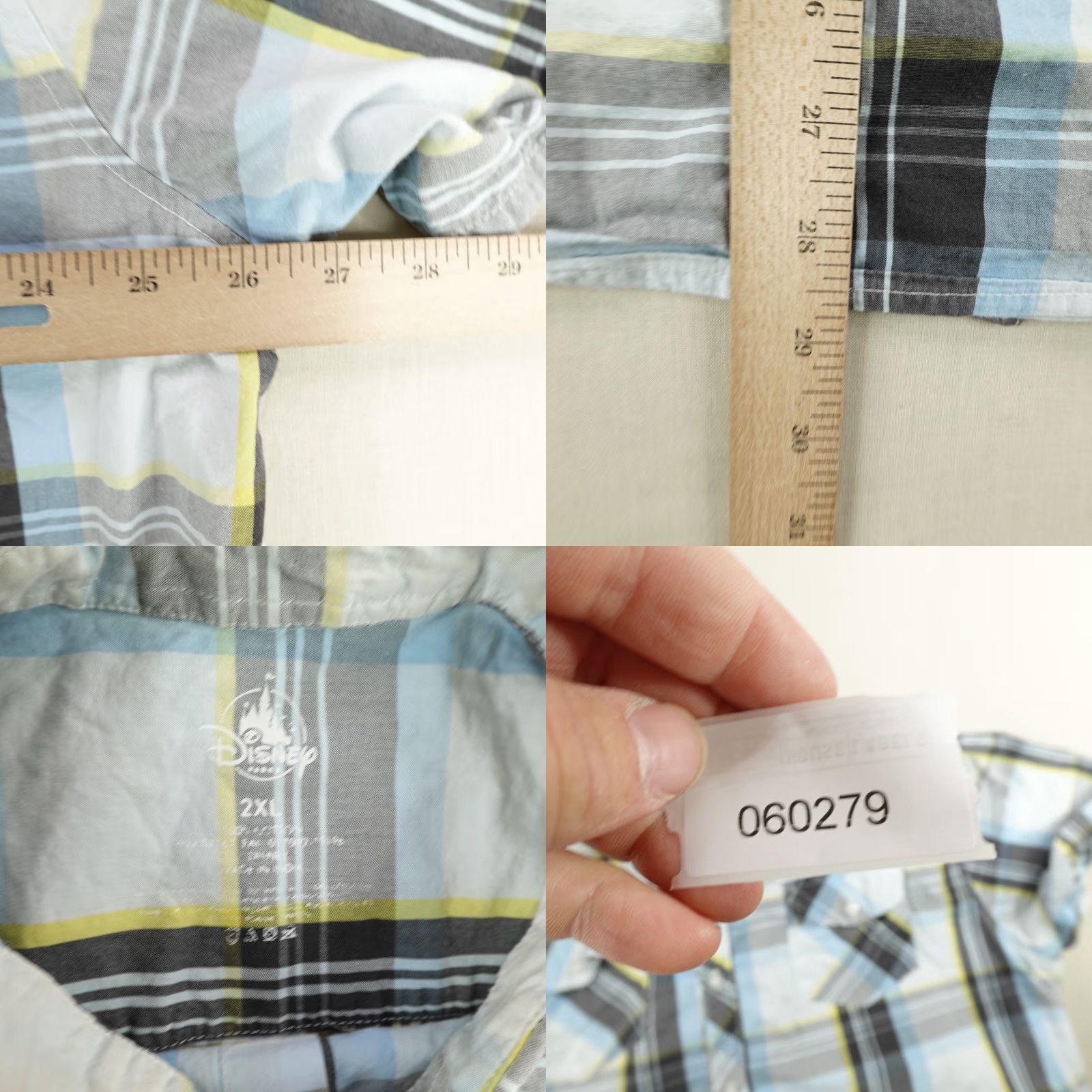 Disney VINTAGE Disney Shirt Mens 2XL Gray Blue Plaid Mickey Mouse Button-Up 1955 Disneyland Mens Size US XXL / EU 58 / 5 - 8 Thumbnail