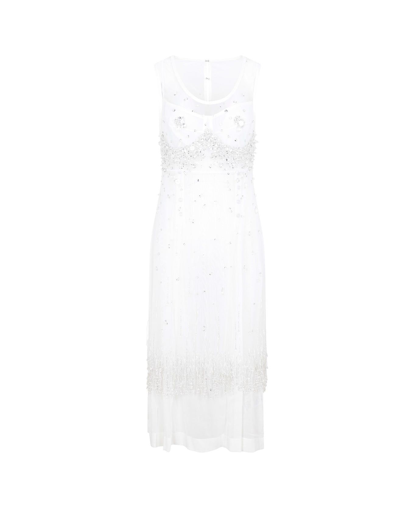 Bottega Veneta o1bcso1str0225 Crystal-Embroidered Double Layer Xxx Dress Size S / US 4 / IT 40 - 1 Thumbnail