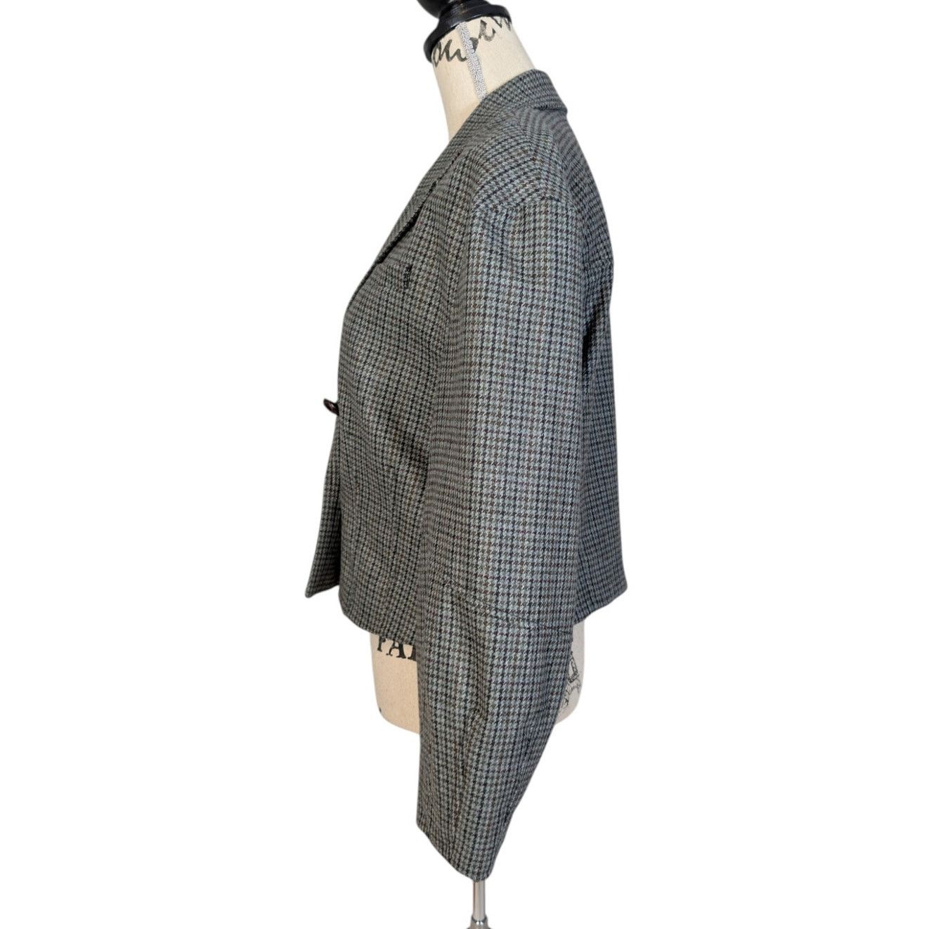 Veronica Beard Veronica Beard Sybille Cropped Houndstooth Wool Blend Blazer Size M / US 6-8 / IT 42-44 - 4 Thumbnail